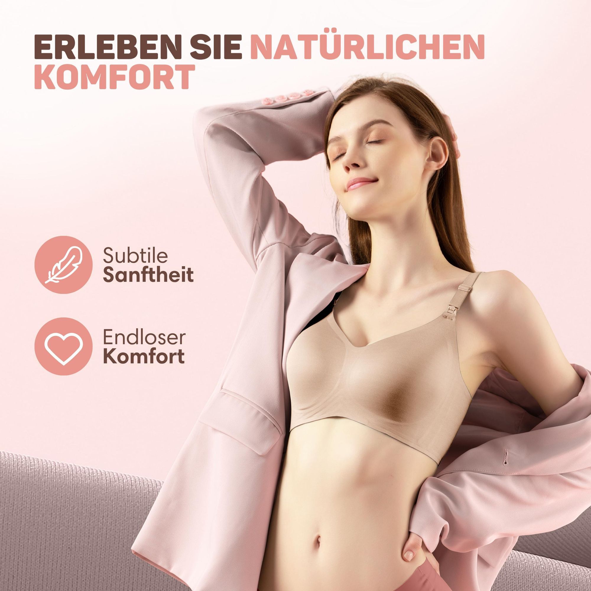 Vulpes Goods Still-BH, Ohne Bügel, Schwangerschafts-BH, Verstellbare Schulterträger, Ultraweicher Stoff, Herausnehmbare Polsterung, Creme XL