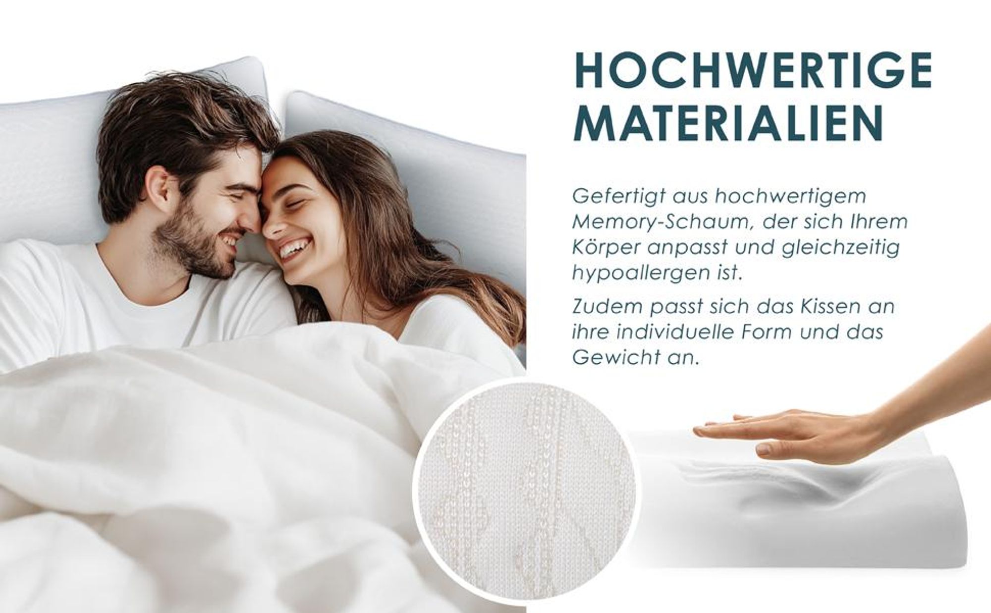 Orthopädisches Memory Foam Kopfkissen 14 cm, Ergonomisches Nackenstützkissen, für alle Schlaftypen Rücken-, Bauch- & Seitenschläferkissen