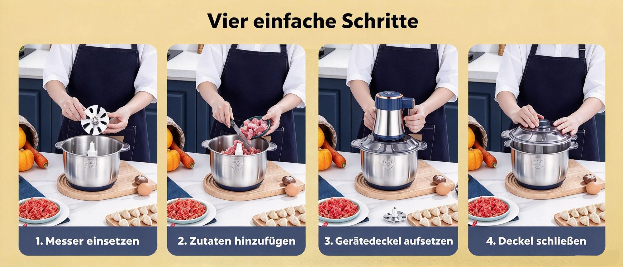 Juksun Zerkleinerer, 500W Universal Zerkleinerer, Gemüseschneider 5L , Multizerkleinerer, Küchengerät für Fleisch, Zwiebeln, Babynahrung