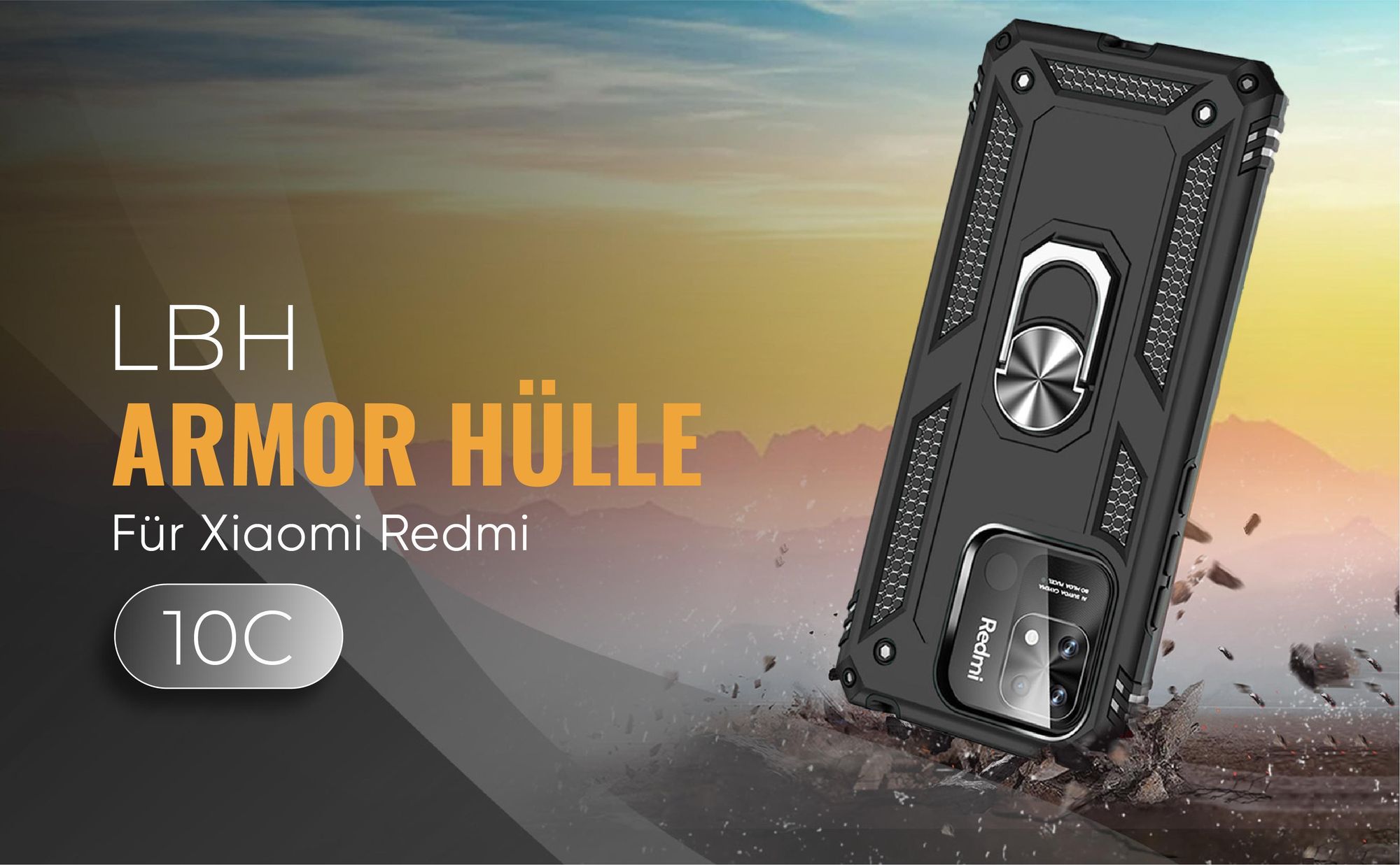 Schwarze Outdoorhülle für Xiaomi Redmi 10C