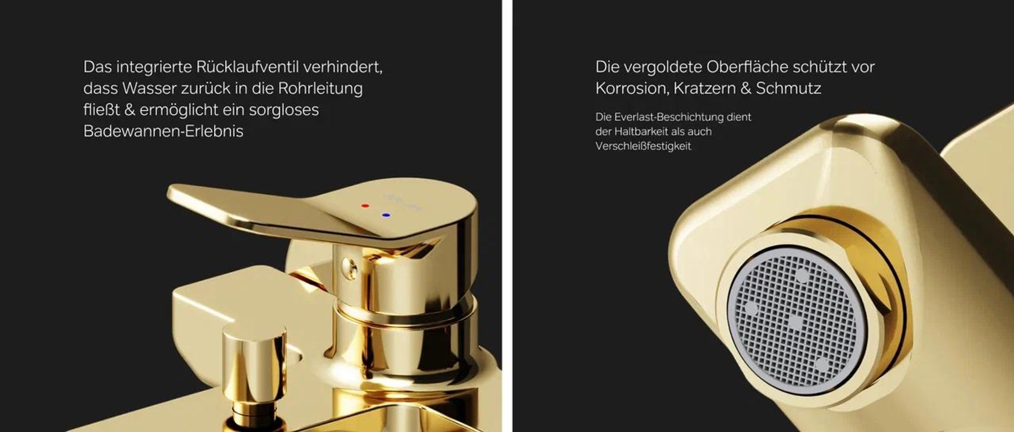 AM.PM Badewannenarmatur Wannenarmatur Gold Einhebelmischer Wandmontage Bad Messing Badewannen Armaturen