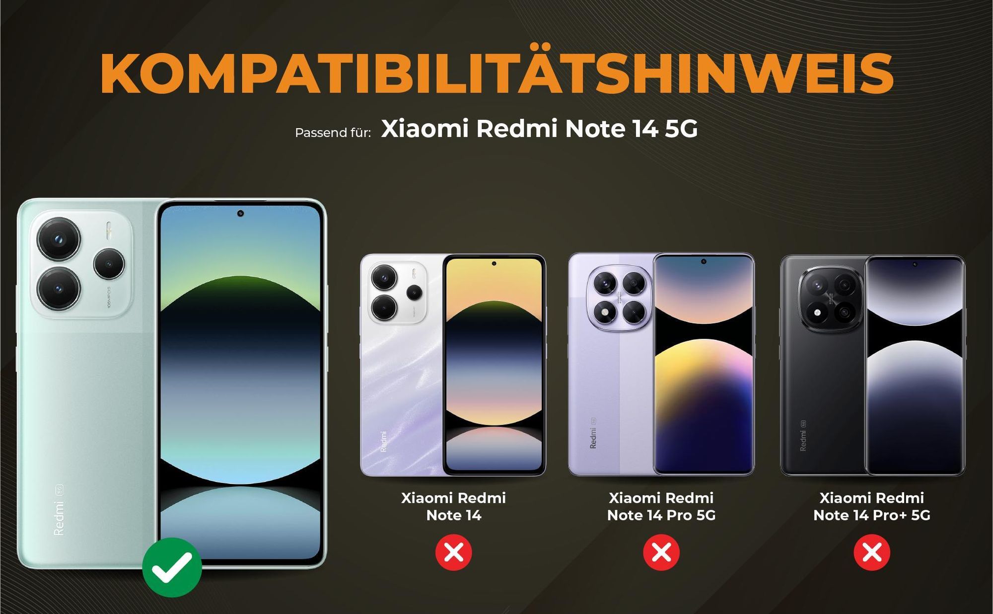 Kompatibilitätshinweise Hülle für Xiaomi Redmi Note 14 5G