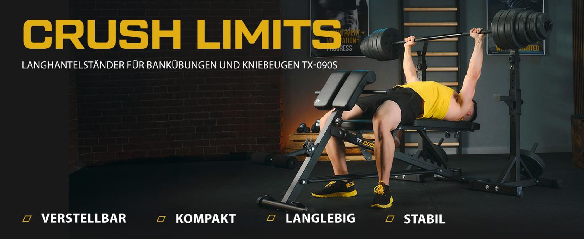 TREX SPORT Hantelbank mit Gewichten Set | Klappbare Trainingsbank, verstellbare Hantelablage, Sicherheitsablage, Bankdrücken | Hantelscheiben 66kg