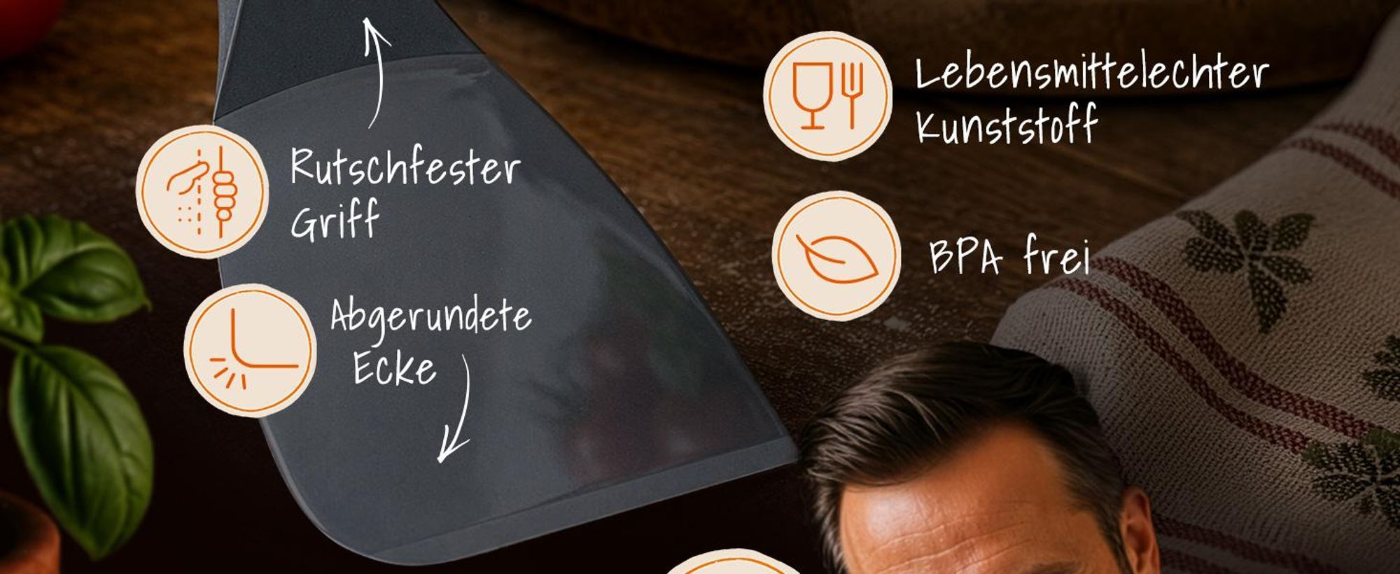Flexibler Teigspachtel Pizza mit Antihaftbeschichtung 10 cm – Spülmaschinengeeigneter Pizza Spachtel – Lebensmittelechter & Hygienischer Pizzaspachtel