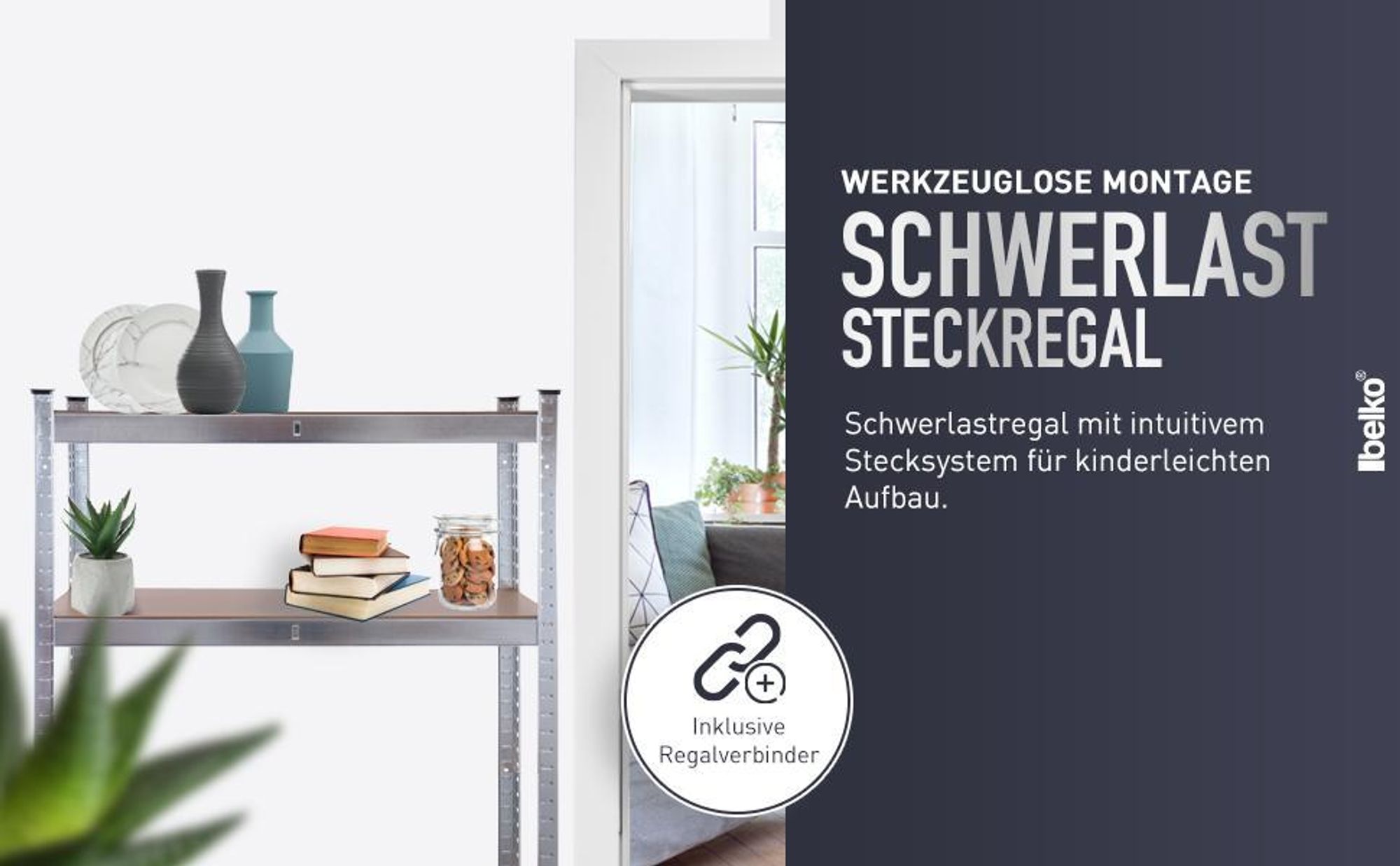 Steckregal 2x Werkstattregal 1800x900x400 mm, 5 Ebenen, verzinkt, Traglast gesamt 875 kg, Kellerregal Schwerlastregal Metallregal Lagerregal