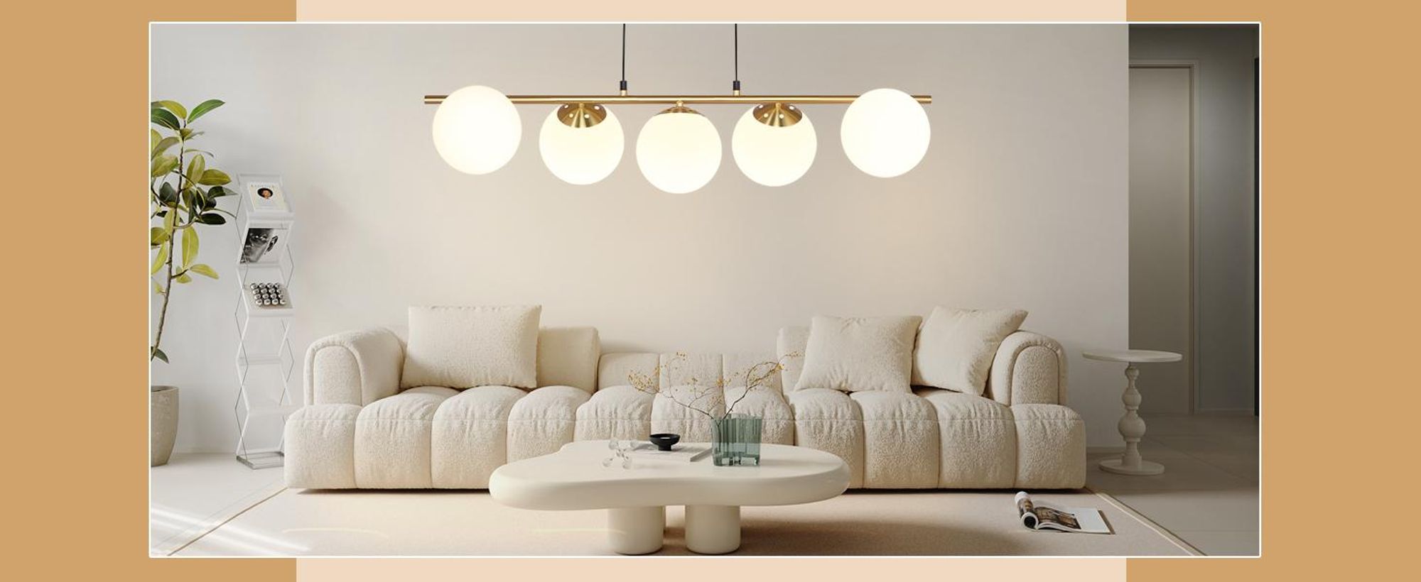 ZMH lampada a sospensione tavolo da pranzo vetro luce a sospensione oro lampada a sospensione E27 5 fiamme 150CM altezza regolabile creativo per sala da pranzo soggiorno bar contatore I senza lampadine