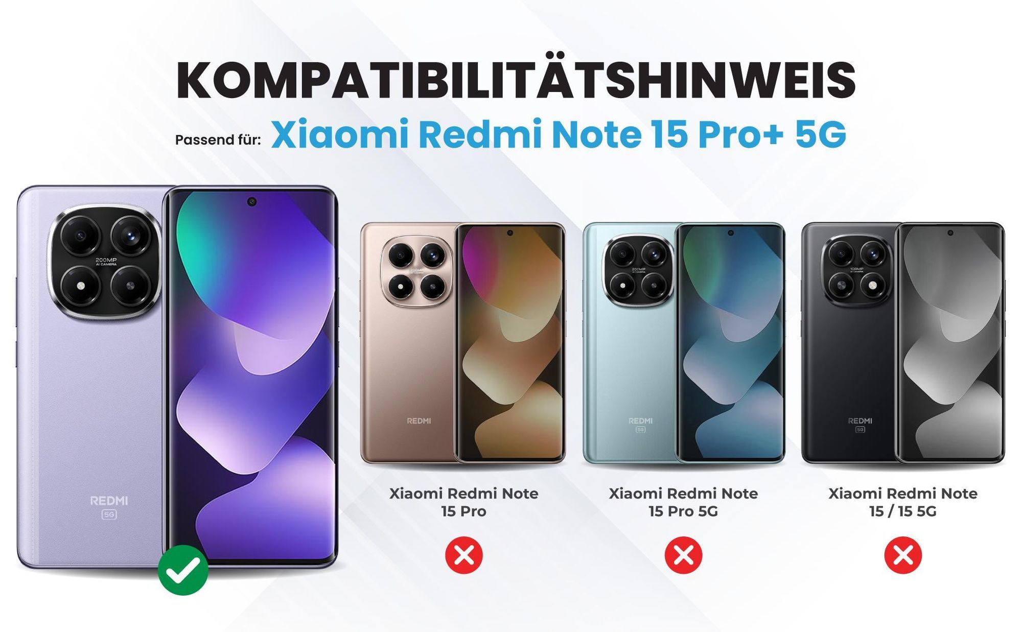 Kompatibilitätshinweise Hülle für Xiaomi Redmi Note 15 Pro+ 5G