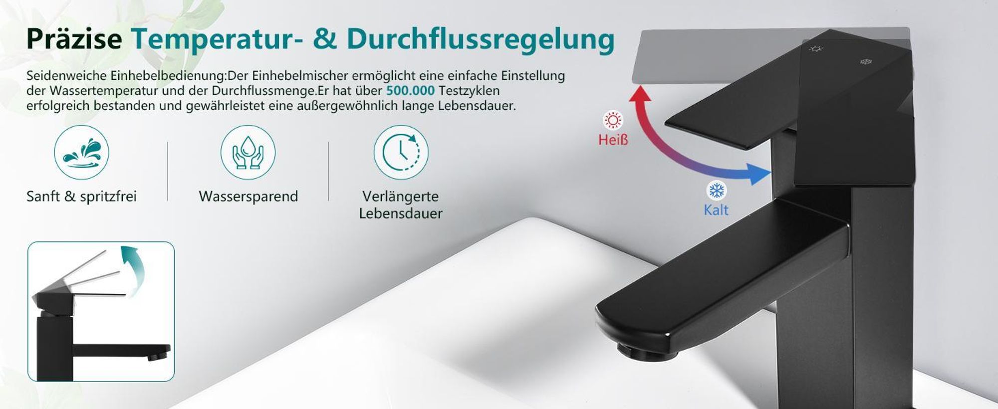 Homelody Wasserhahn Bad Schwarz Edelstahl mit Pop-Up Ablauf Edelstahl, Waschtischarmatur Badarmatur mit Ablaufgarnitur 1 1/4 Zoll Waschbecken Armatur