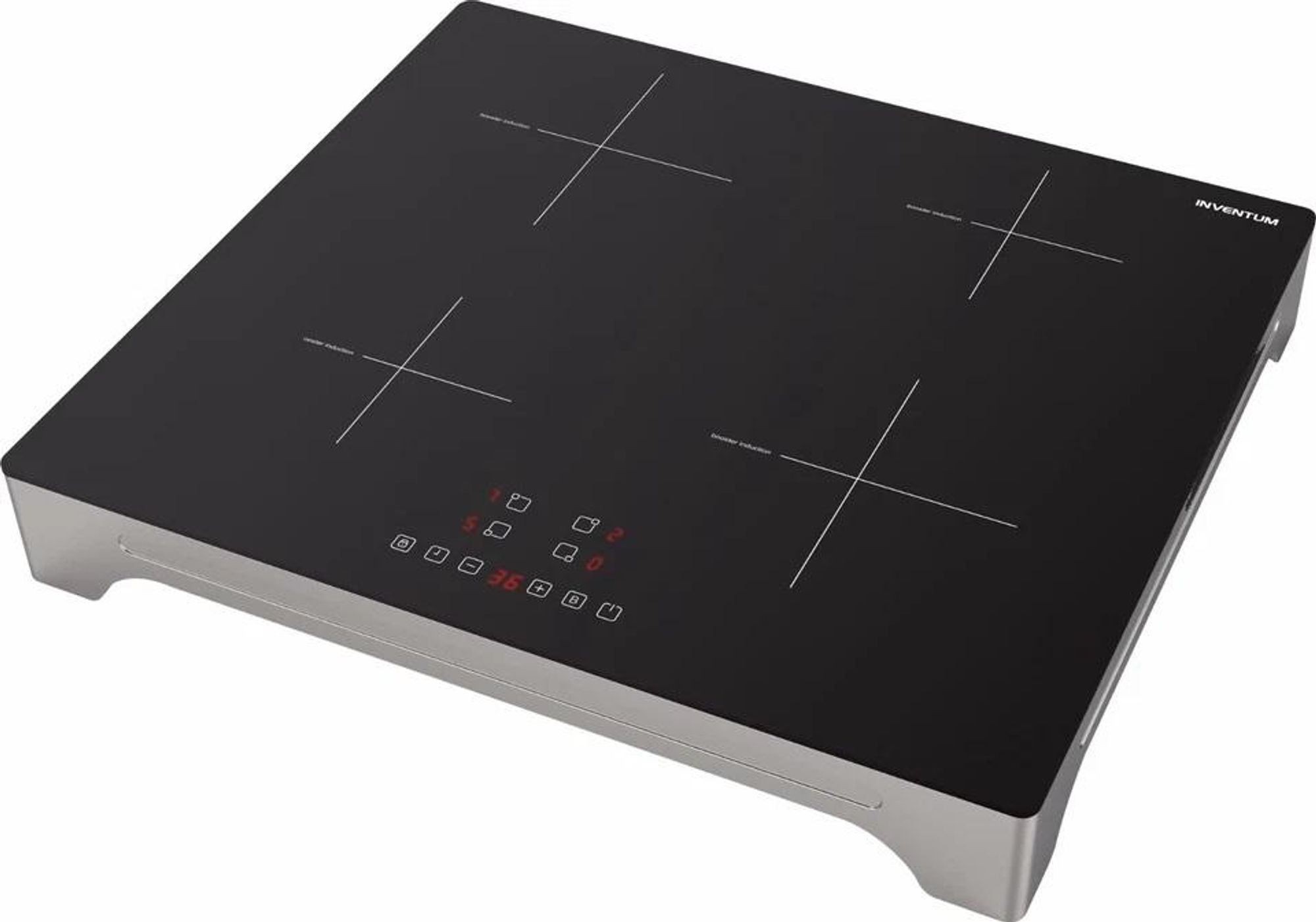 Inventum VKI6010ZIL, Schwarz, Arbeitsplatte, Zonen-Induktionskochfeld, Glaskeramik, 4 Zone(n),