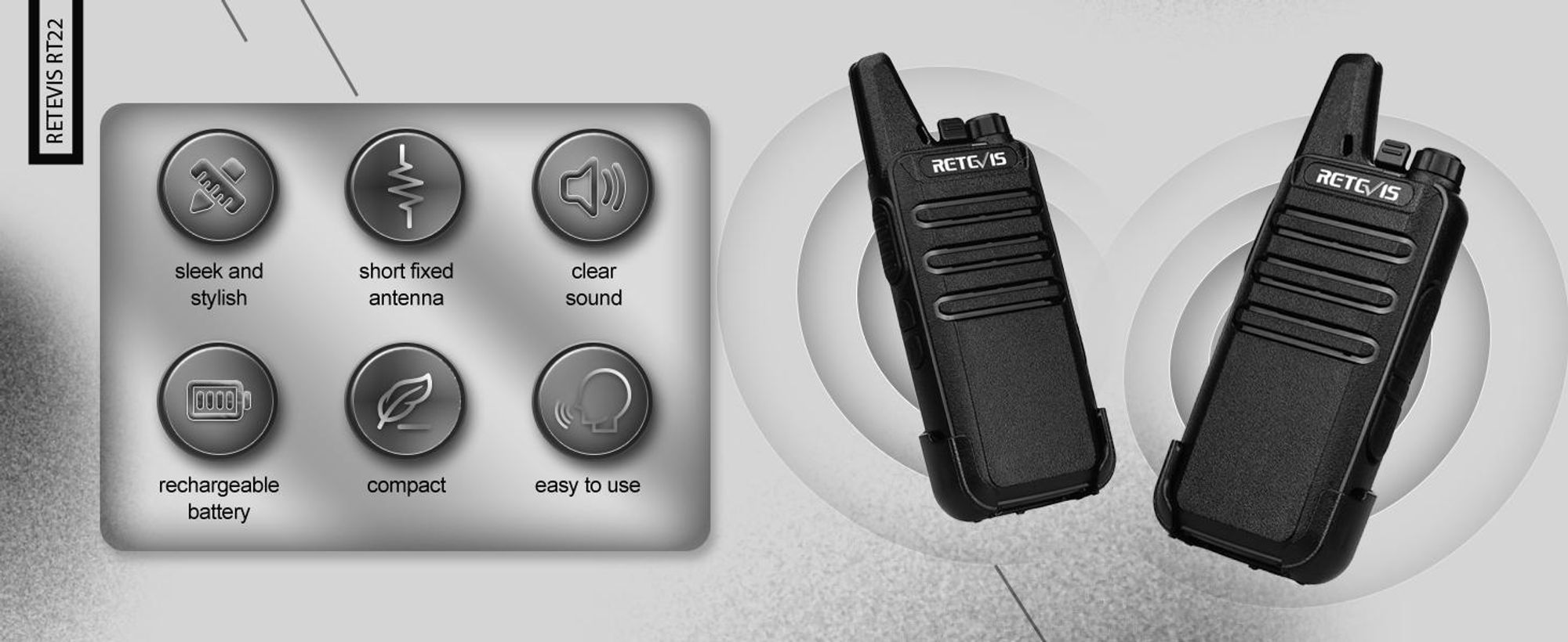 Retevis RT622 Funkgeräte, Walkie talkie mit 6 fach Ladegerät, Groß Reichweite, CTCSS/DCS, VOX, 16 Kanälen, Lizenzfrei Wiederaufladbares Walkie Talkie für Schule, Sicherheit, Baustelle, Logistik (6 Stück, Schwarz)