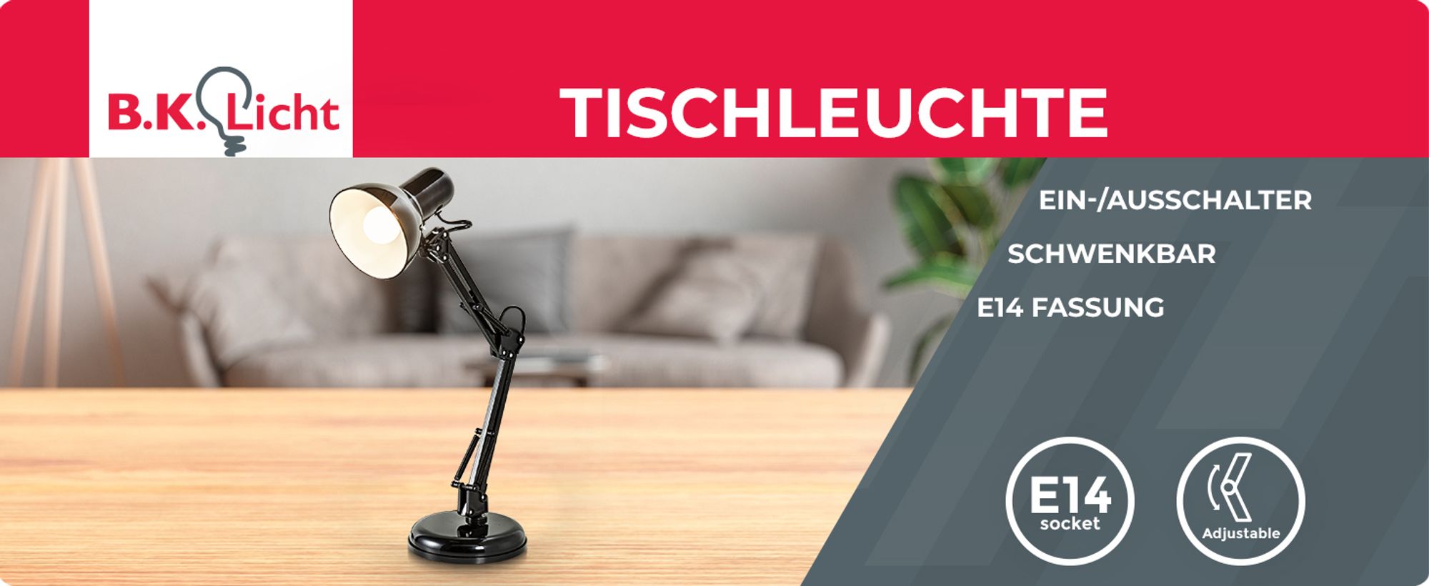 LED Tisch-Lampe schwarz Metall Retro Schreibtisch-Leuchte drehbar & schwenkbar