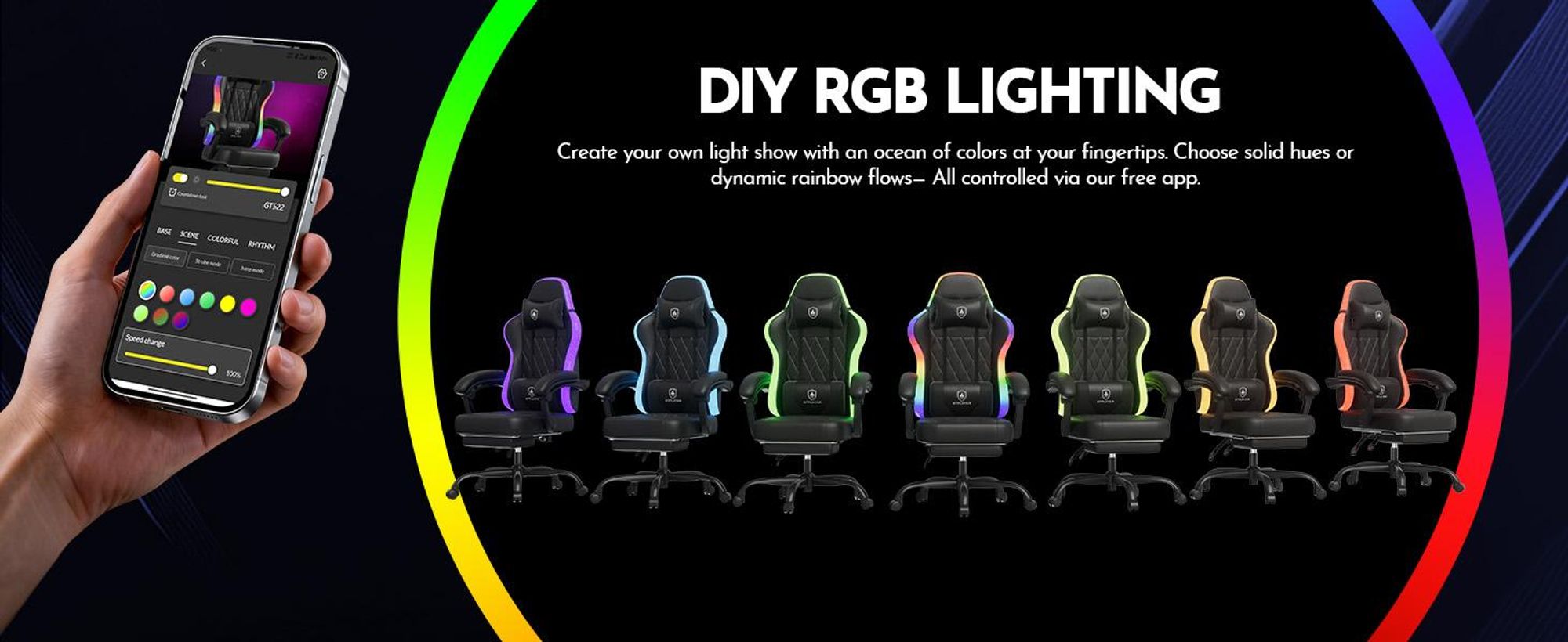 Chaise de jeu GTPLAYER, chaise de bureau, Gaming Chair avec barre lumineuse LED, chaise de gamer, dossier avec sac de rangement Chaise ergonomique pour PC