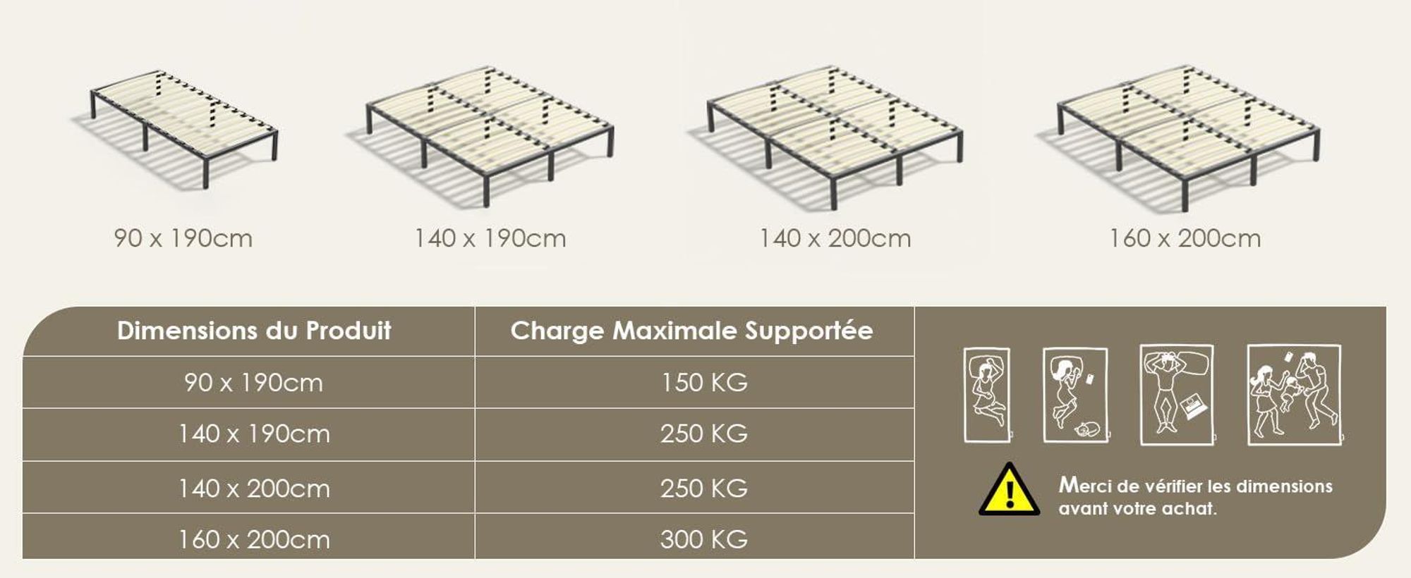 TEENO Sommier 90x190, Sommiers à Lattes avec 6 Pieds pour Adulte, 13 Lattes, 26 cm de Hauteur, Cadre de Lit 90x190 avec Sommier, Lit 1 Personne