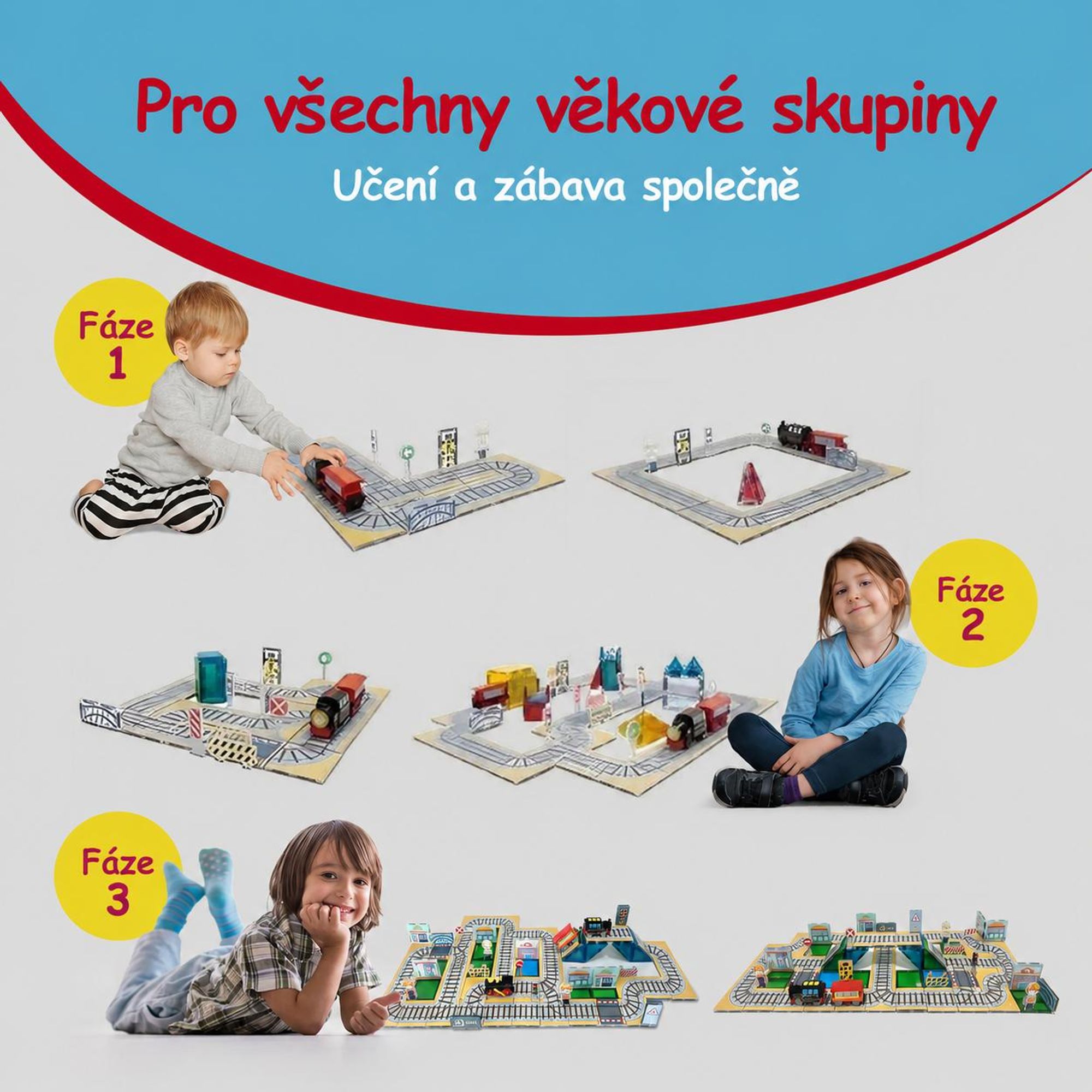 Sada magnetických kostek – vláček, montessori hračky, 112 ks, magnetické kostky pro děti, magnetické stavebnice, stavebnice vláčku, od 3 let, Magna, Olvy