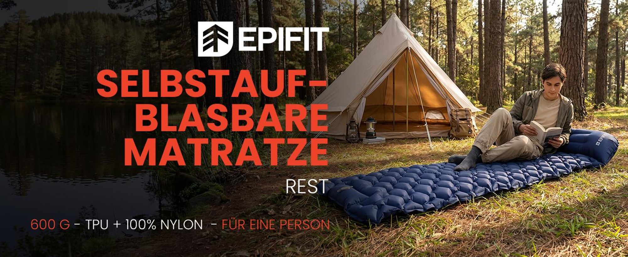 Blaue Selbstaufblasende Isomatte Luftmatratze Camping Schlafmatte ultraleicht