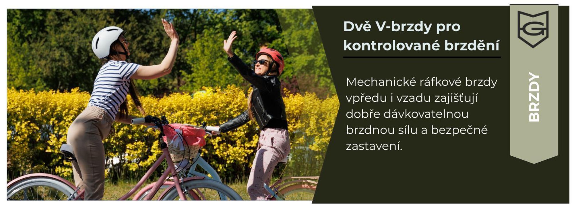 Dvě V-brzdy pro kontrolované brzdění