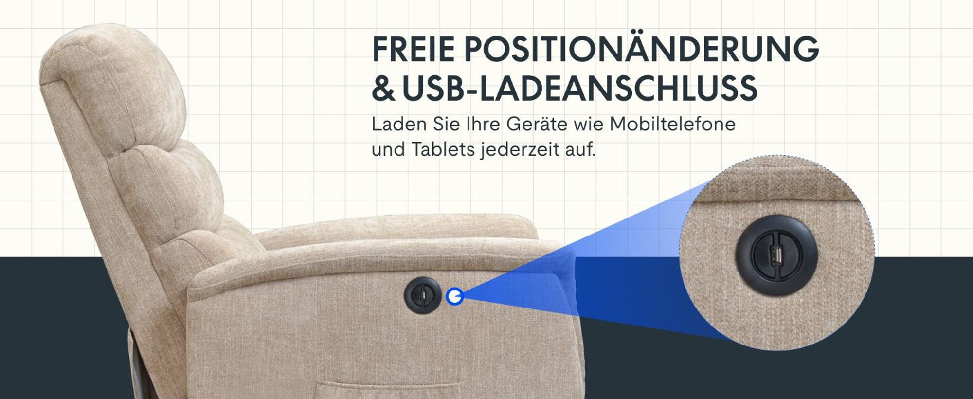 FLEXISPOT XL3 Pro Elektrischer Massagesessel mit Heizfunktion, Aufstehhilfe, USB-Anschluss, Fernbedienung und Seitentasche für Senioren (Beige)