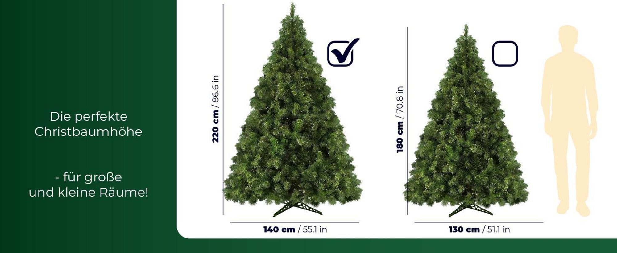 KADAX Künstlicher Weihnachtsbaum, Weihnachtsbaum, 220cm, Tanne, 295 Zweige