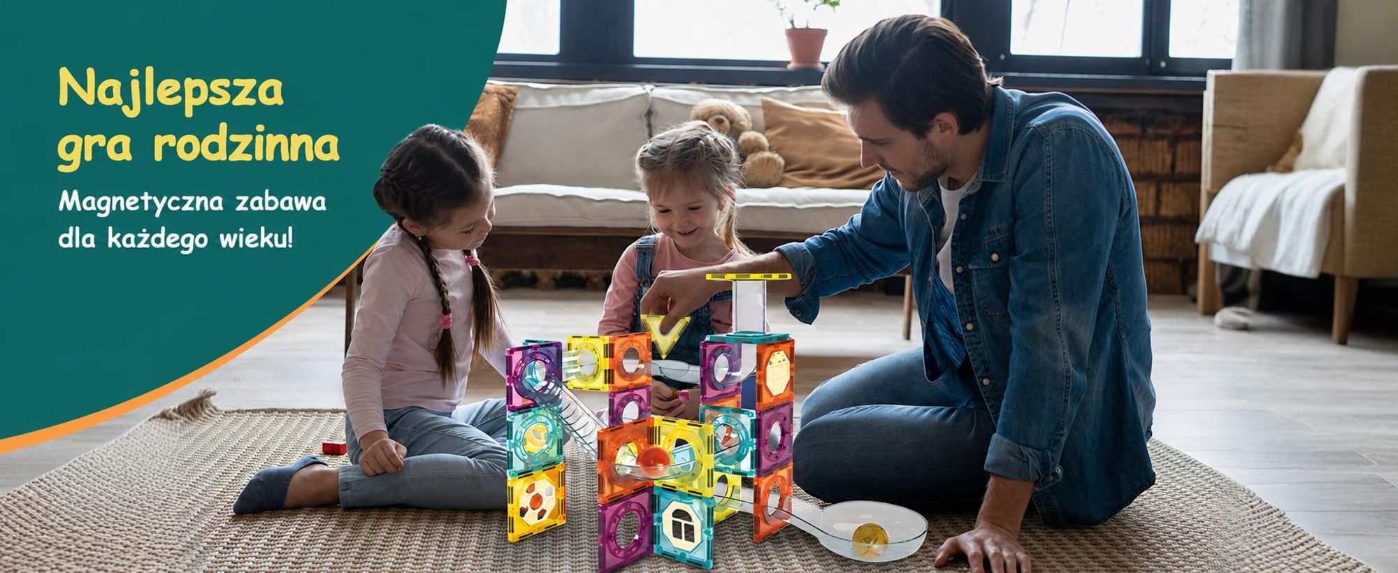 Olvy Magnetyczne klocki konstrukcyjne 100 elementów - Magnetyczny tor marmurowy i zabawka konstrukcyjna dla dzieci, STEM, Montessori, kompatybilna z Magna i Connetix