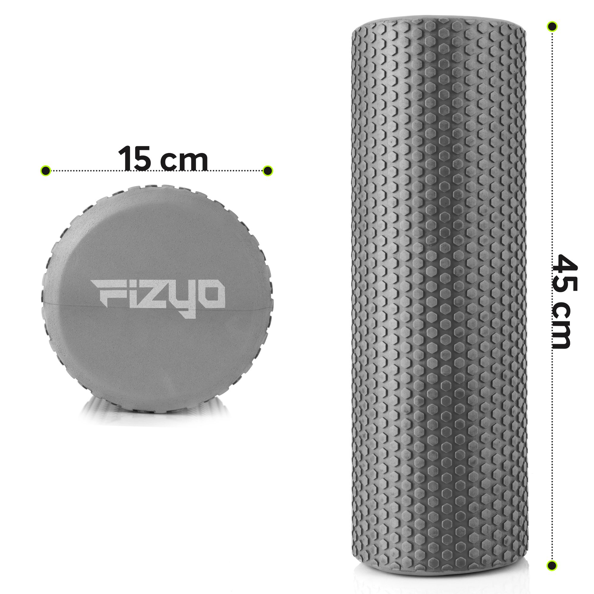 Masážní válec FIZYO s výstupky 30x15 cm, produktová fotografie na bílém pozadí