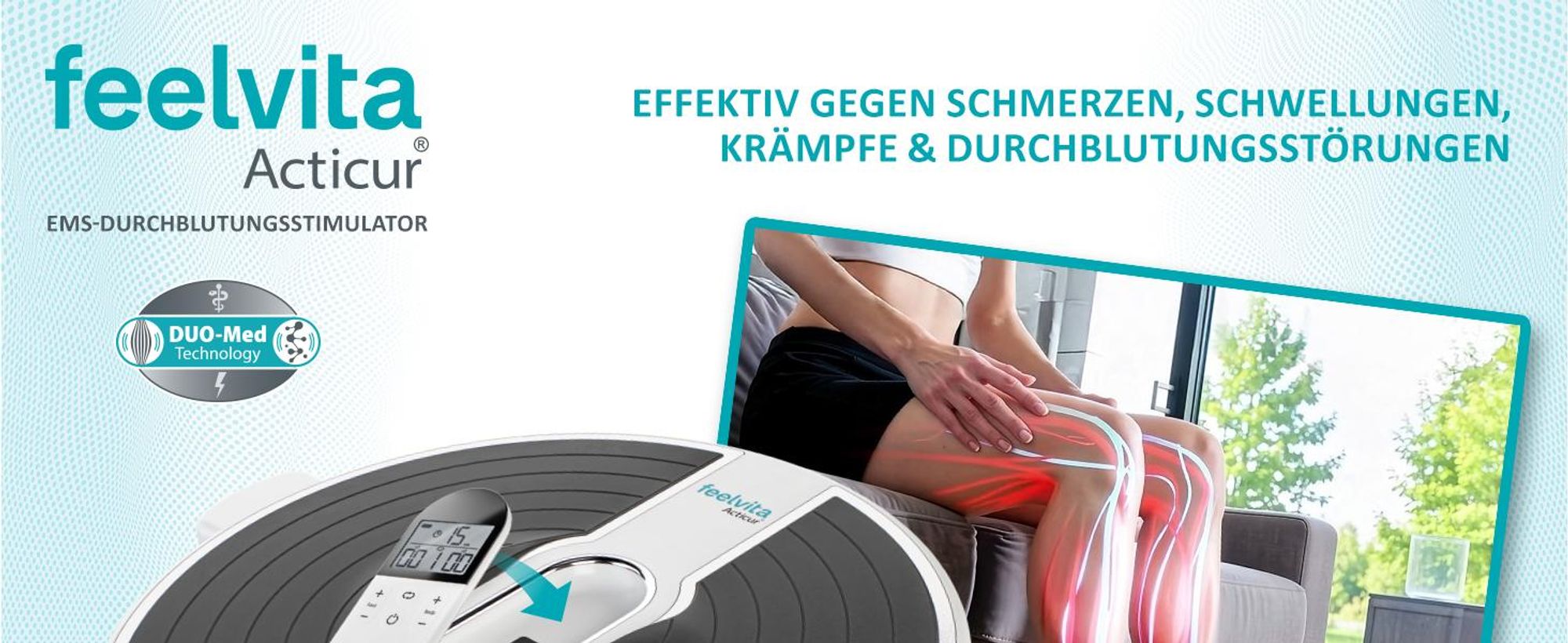 Genius Feelvita Acticur EMS Durchblutung- Stimulator Fuß und Bein Kabellos 11 tlg, EMS Fußmassagegerät elektrisch, Duo Technologie EMS und TENS