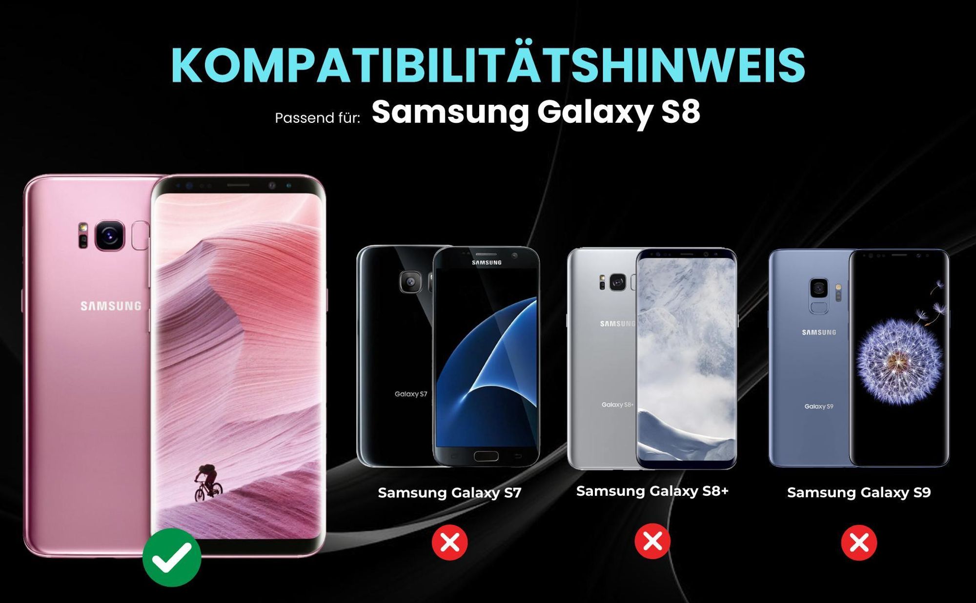 Kompatibilitätshinweise Hülle für Samsung Galaxy S8