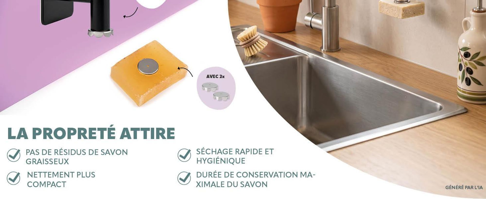 Porte-savon magnétique dans la cuisine