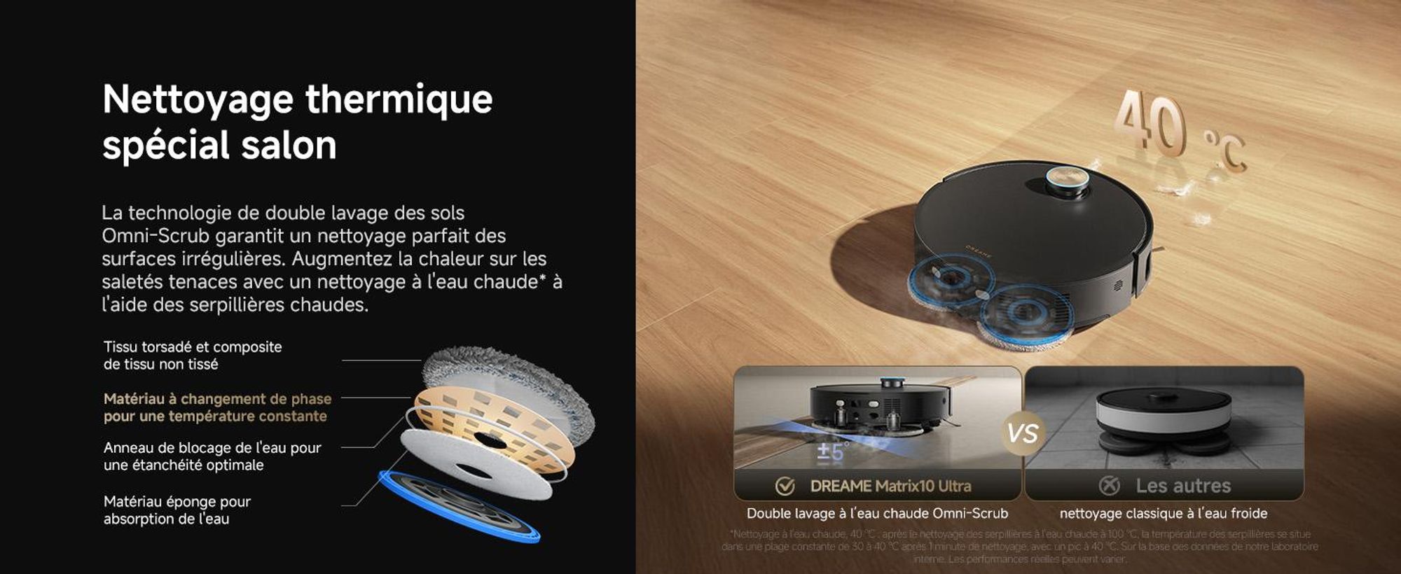 Dreame Matrix10 Ultra, modèle combiné, noir, rond, sac à poussière, 0,31 l, rechargeable
