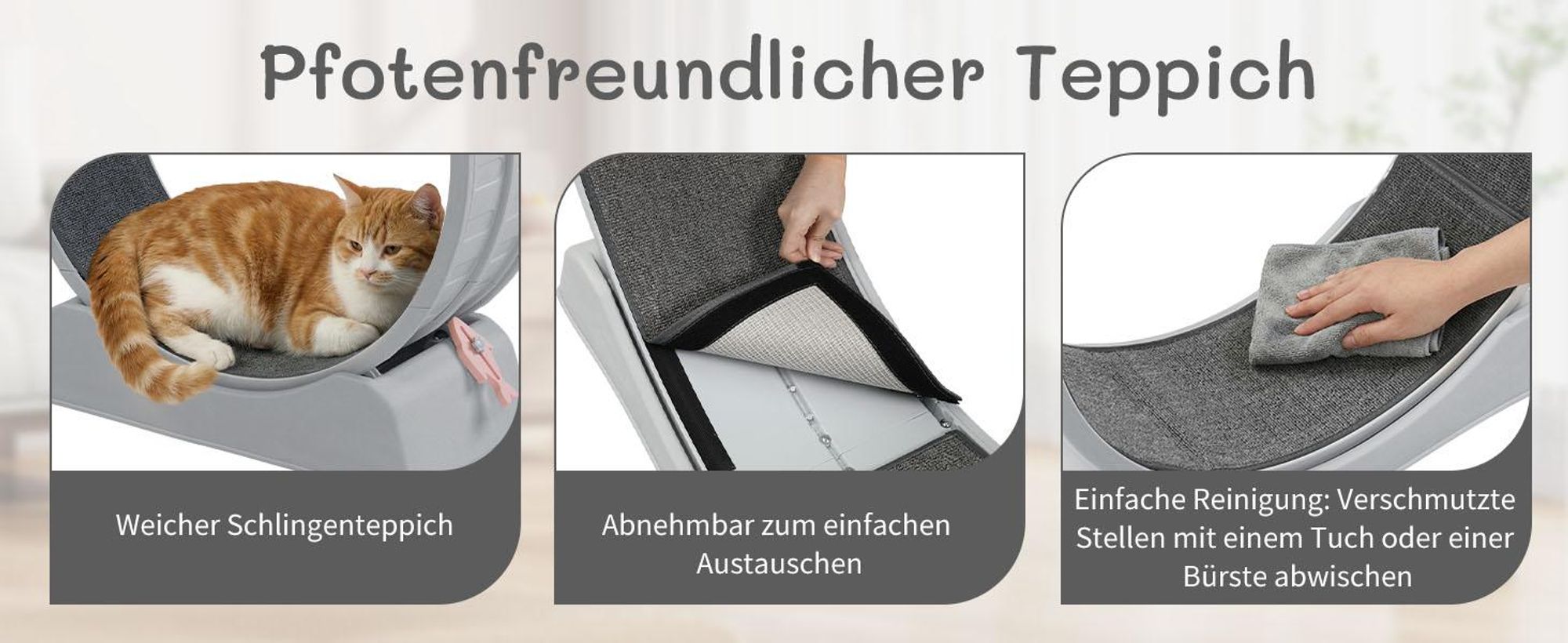 FCH Katzenlaufrad, Laufband für Katzen, Innendurchmesser 80cm, PP-Kunststoff, leise Laufband und Sicherheitsschloss-Design, Grau