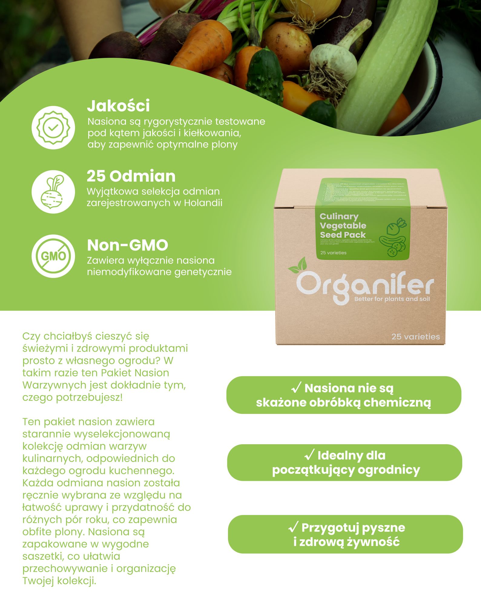 Pakiet Nasion Warzywnych – 25 Odmian Kulinarnych - Organifer