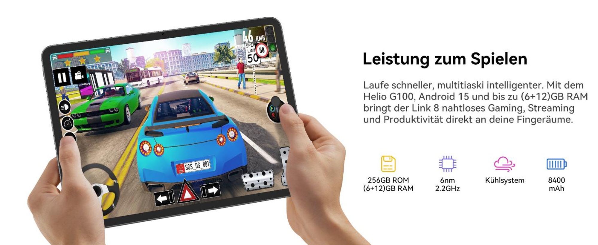 Blackview Link 8 Tablet 12.7", 2K+ IPS Display, 90Hz, Android 15, Gemini AI, 18(6+12)GB RAM+256GB ROM+2TB TF, 8400mAh, PC Mode, Gemini AI