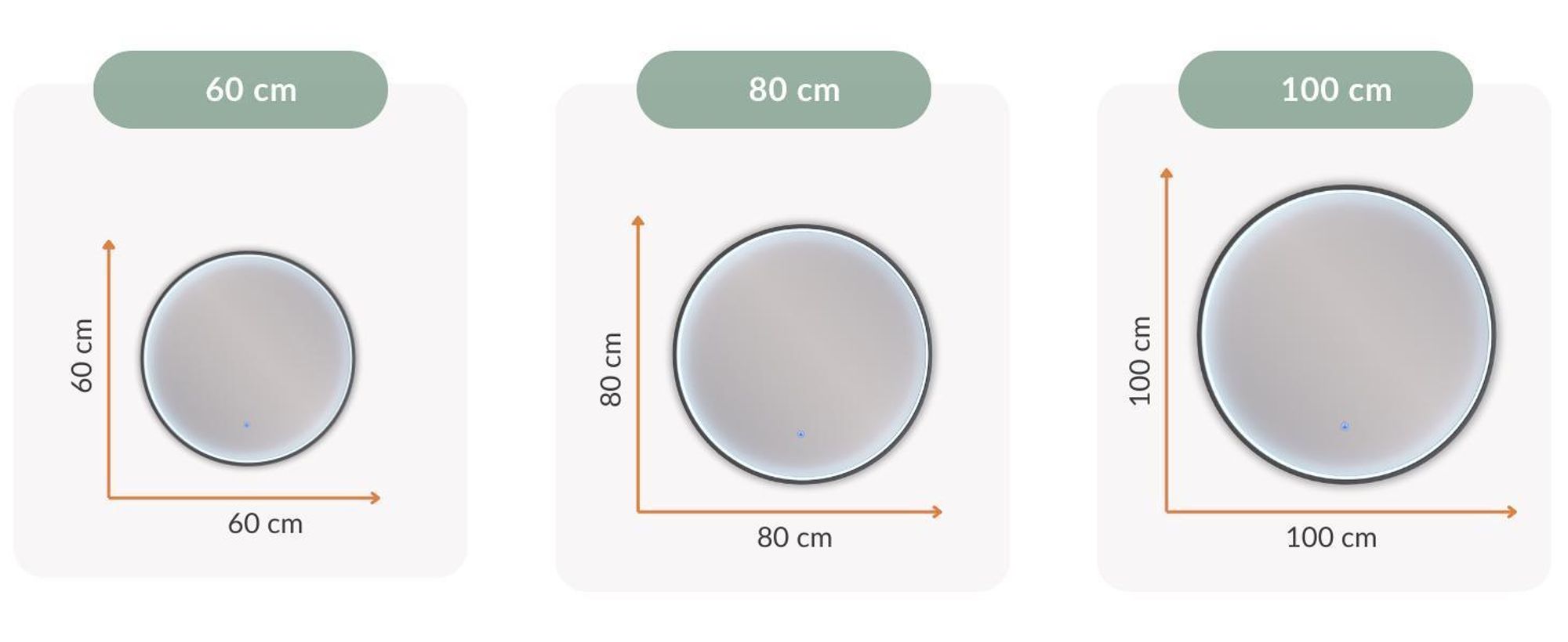 Planetmöbel VELUNA Spiegel mit Beleuchtung Ø 100 cm Wandspiegel Badspiegel