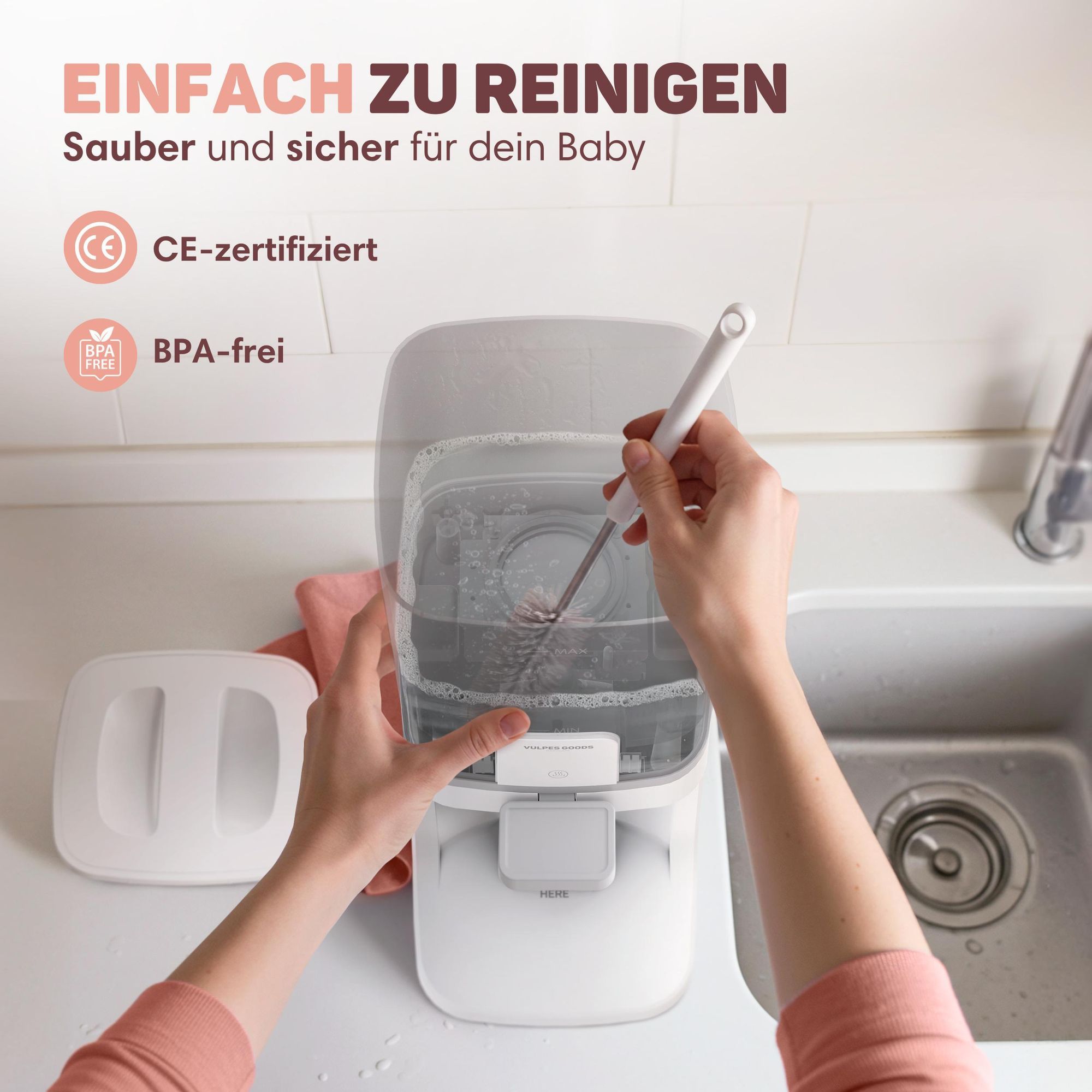 Heißwasserspender für Babyflaschen – Babyflaschen-Zubereiter Pro - 1,6L mit 3 Temperatureinstellungen | 200 W Warmwasserspender - Bottle Maker Pro