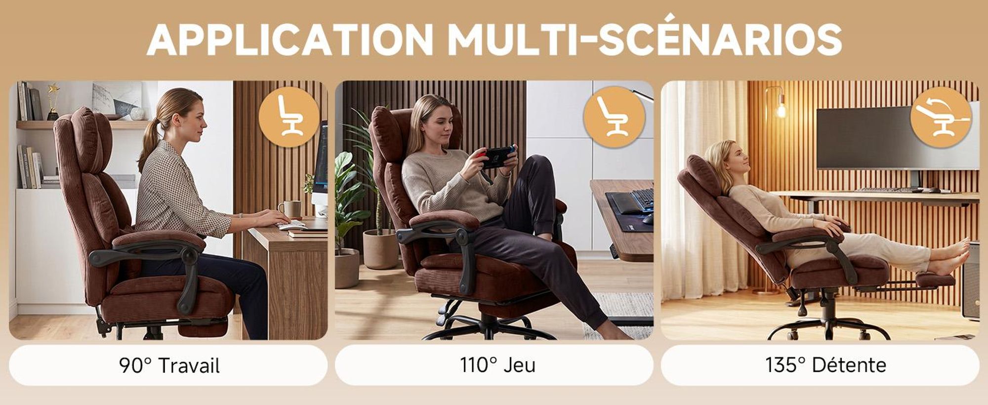 Chaise de gaming GTPLAYER, chaise de bureau ergonomique avec repose-pieds et support lombaire, fauteuil de bureau haut de gamme pour grandes personnes, chaise de bureau large et réglable en hauteur
