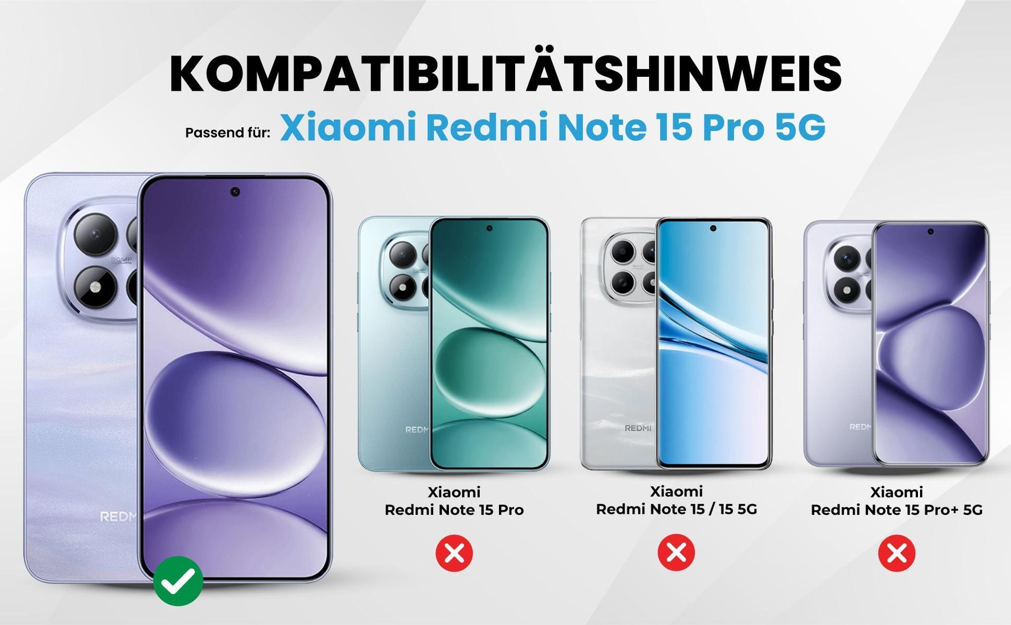 Kompatibilitätshinweise Hülle für Xiaomi Redmi Note 15 Pro 5G