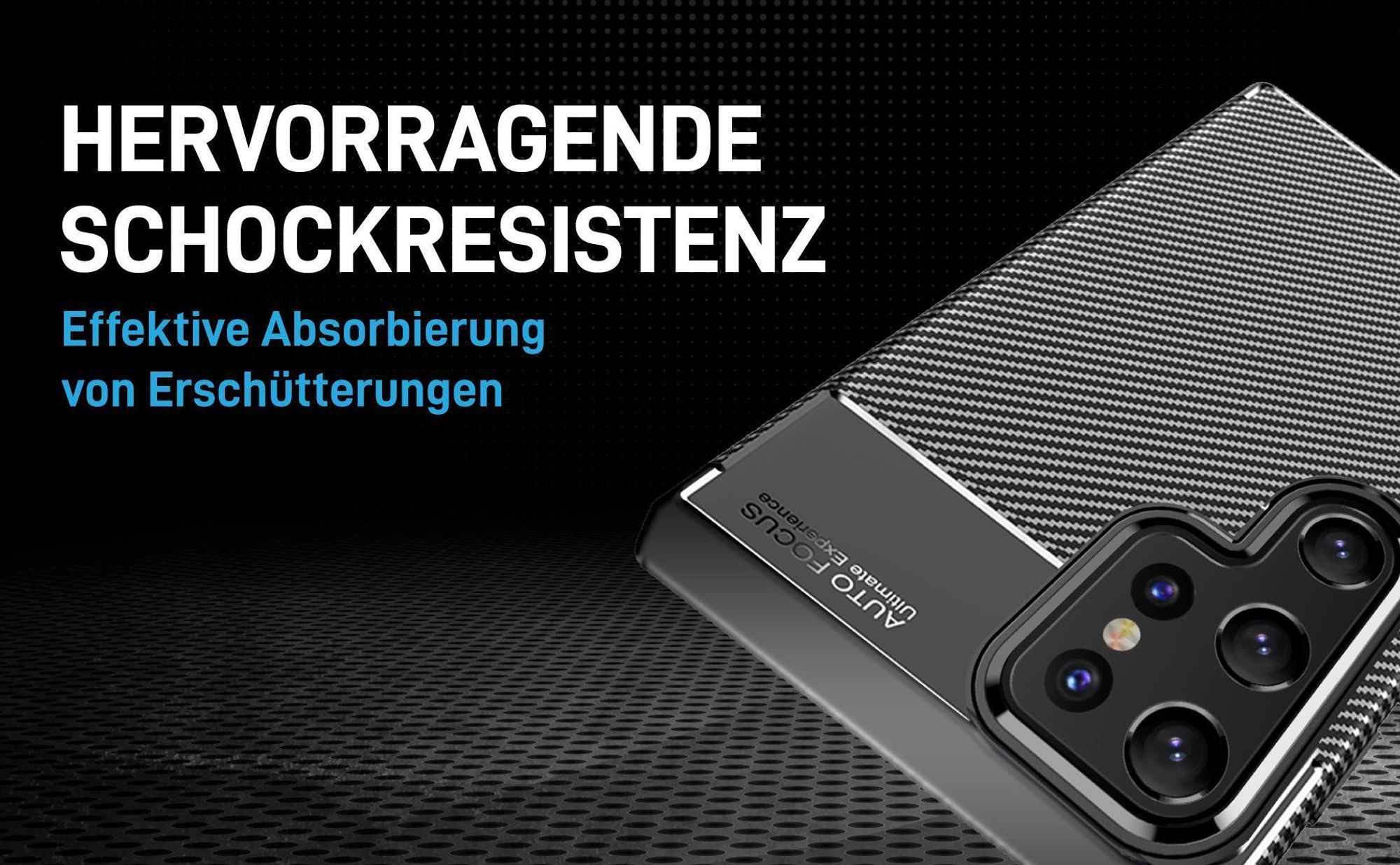 Schwarze Hülle für Samsung Galaxy S22 Ultra mit Aufprallschutz