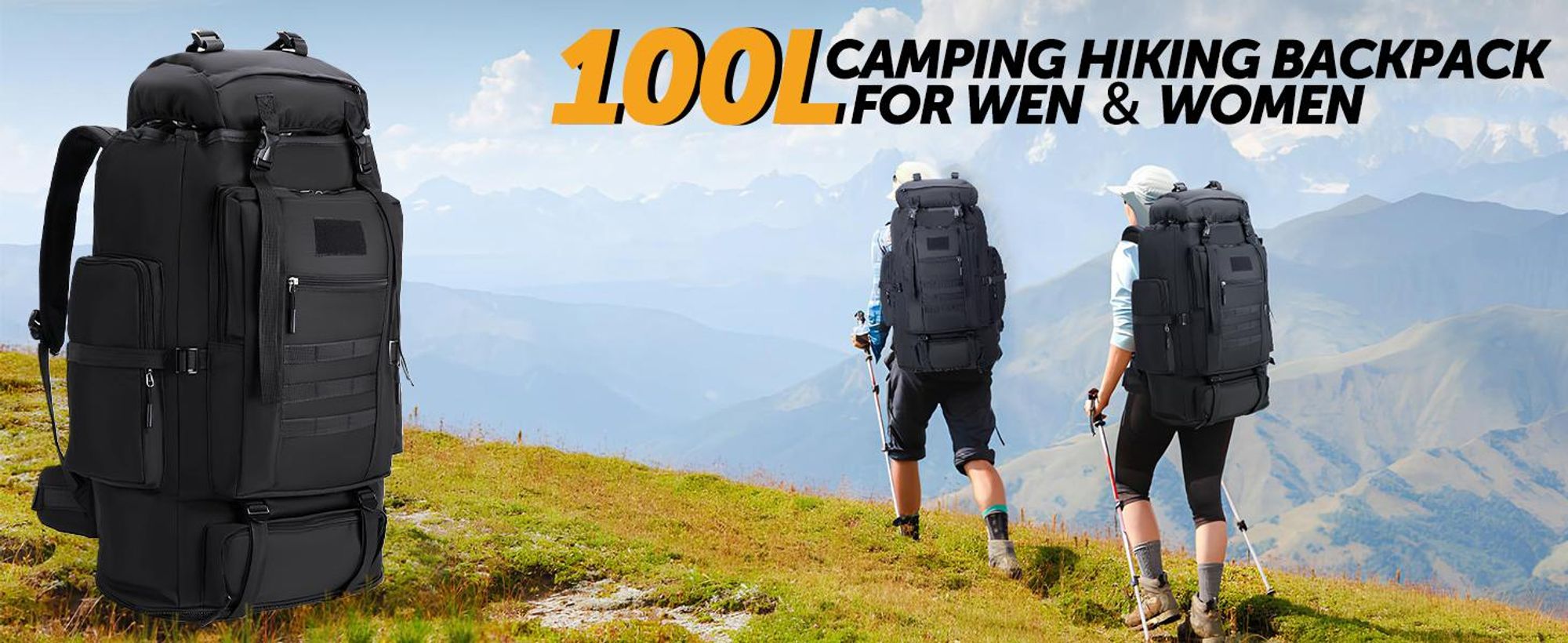 Trekkingrucksäcke, Wanderrucksack, Camping Rucksack, Reiserucksack, 100L Rucksack, Wasserdicht, für Camping Trekking Wander