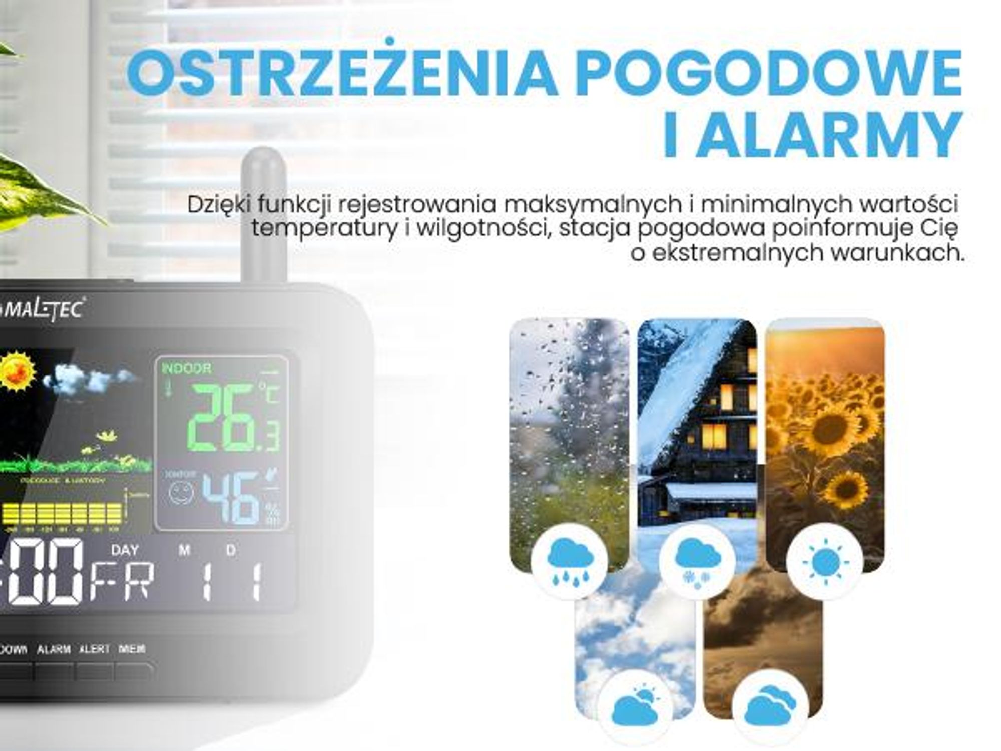 Stacja pogodowa bezprzewodowa termometr barometr daily1000m
