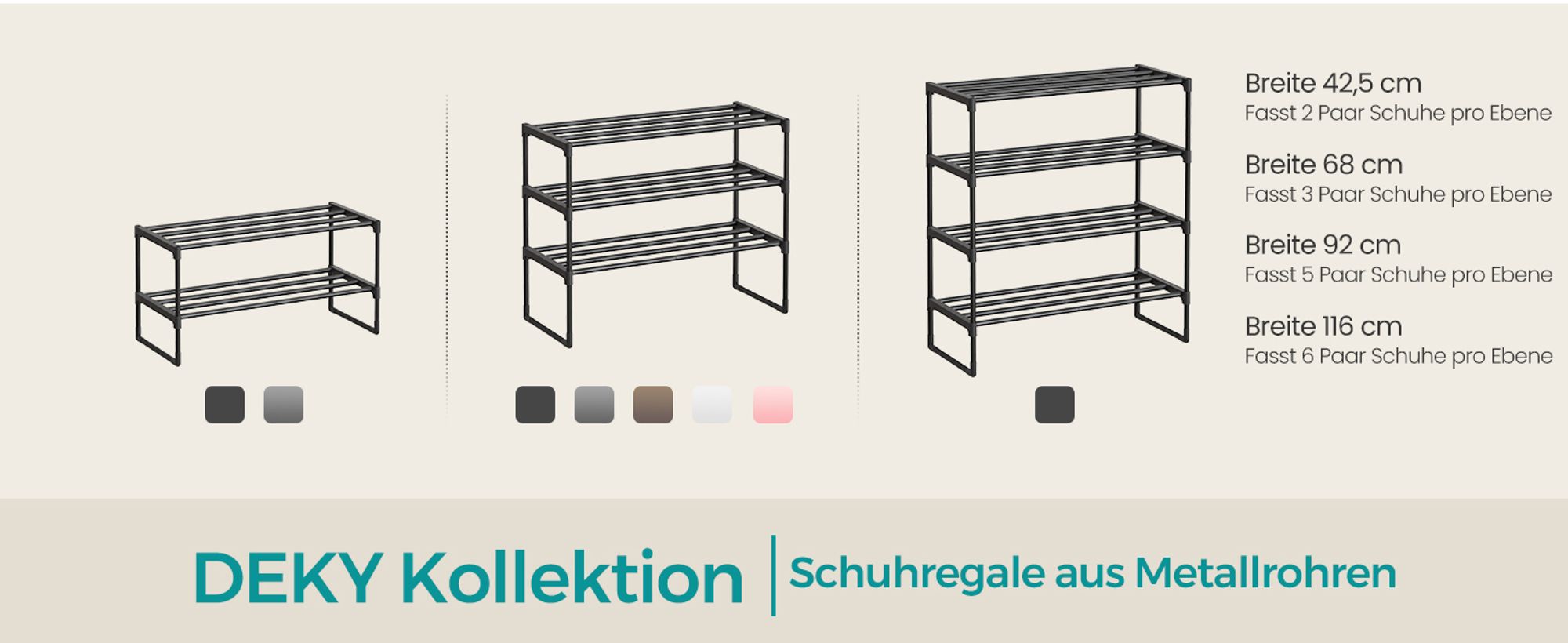 Schuhregal 4 Ebenen, Schuhständer Metall, 30 x 117 x 75 cm, Schuh-Organizer