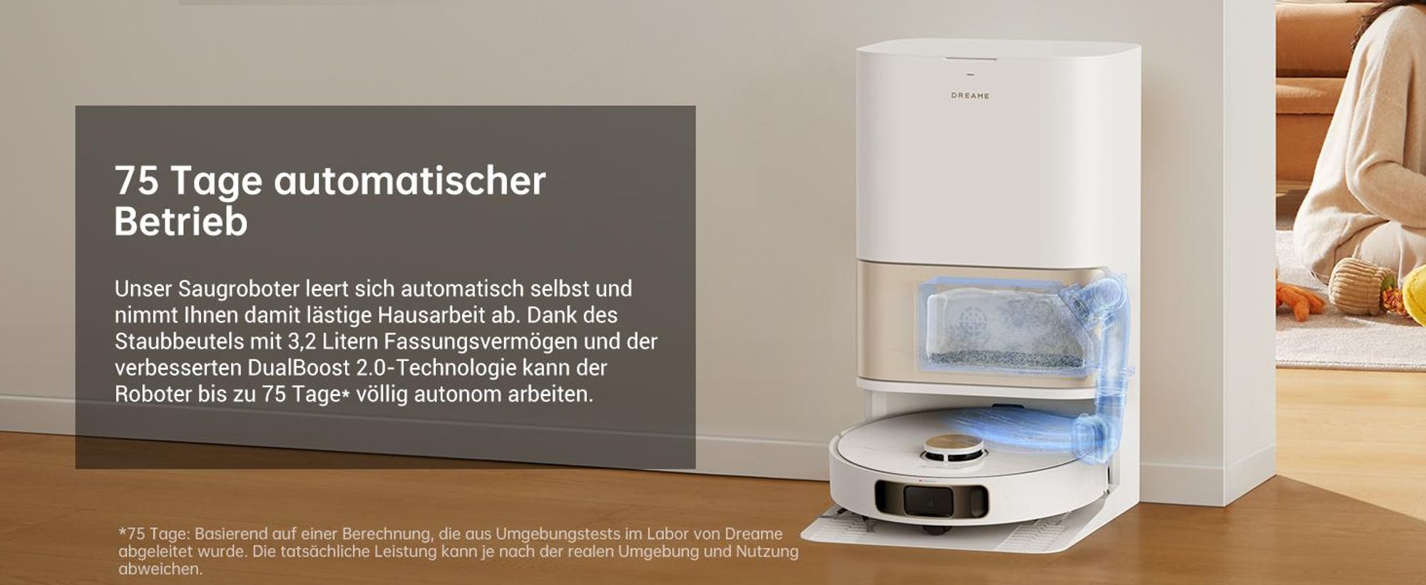 Dreame L10s Pro Ultra Heat Roboter Saugroboter mit Wischfunktion,Automatische Moppreinigung,heißem Wasser,7000Pa,Doppelte Mopp- und Bodenreinigung