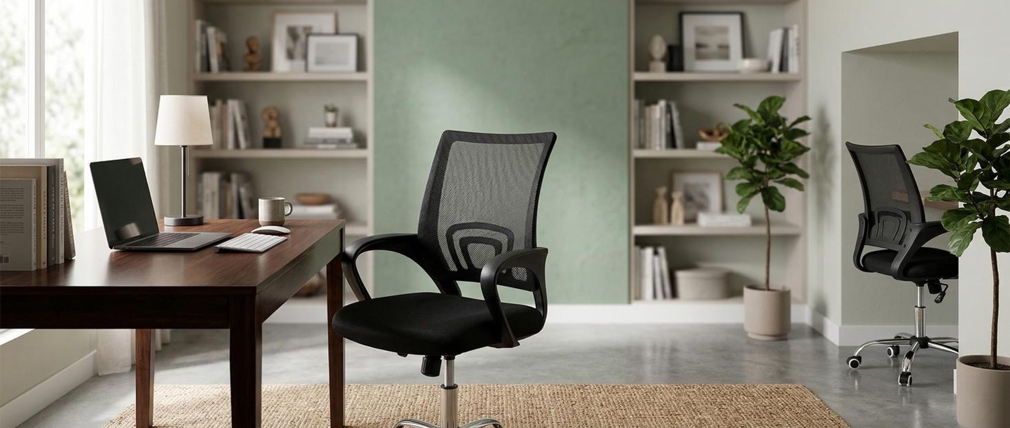 tectake® Bürostuhl Marius ergonomische Form mit Lordosenstütze 360° drehbar