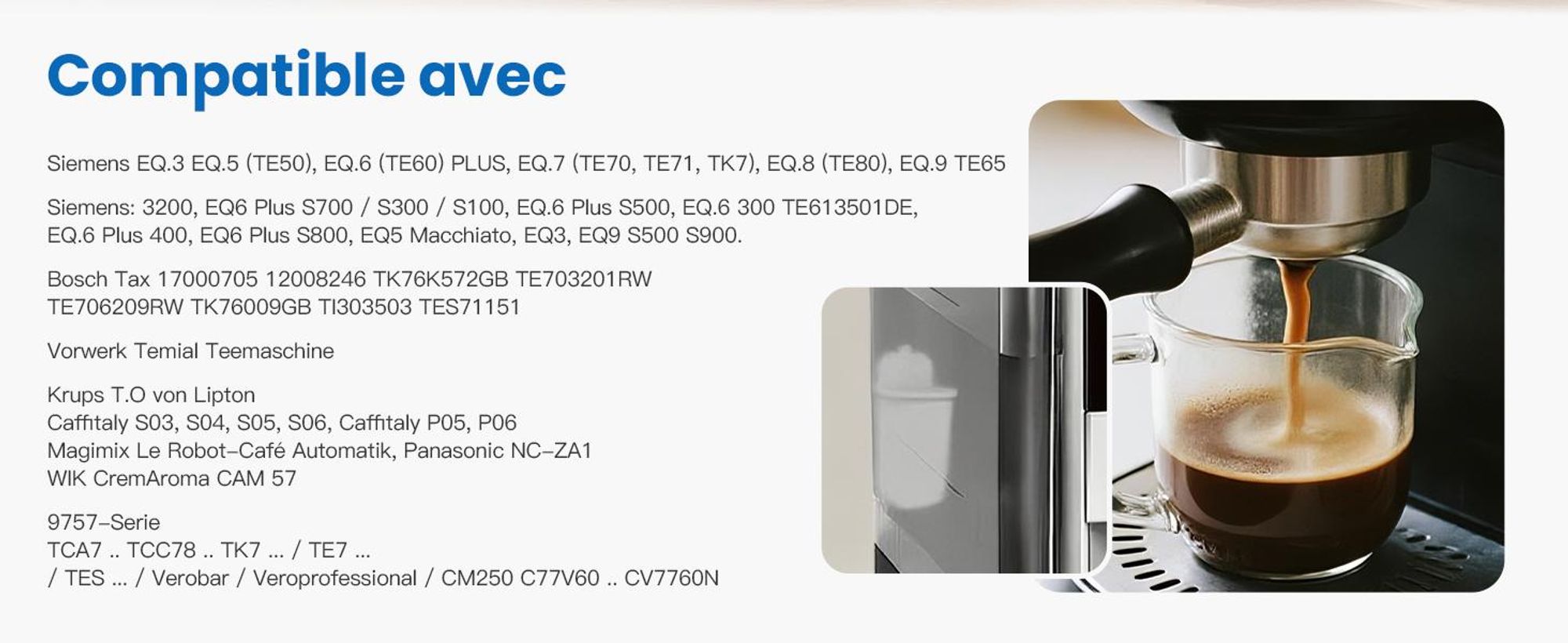 6 filtres à eau pour Siemens EQ Series, EQ5 EQ6 EQ7 EQ9, filtre à eau pour machine à café Brita Intenza 575491, Bosch Vero TZ70003/TCZ7003 Series