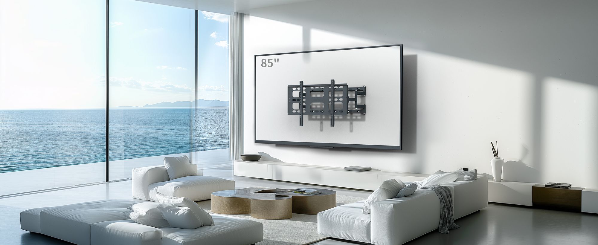 WISFOR TV Wandhalterung Schwenkbar Ausziehbar für 40-85 Zoll Fernseher bis zu 100kg VESA 600x400mm, vormontierte TV Halterung, Extra Stabil