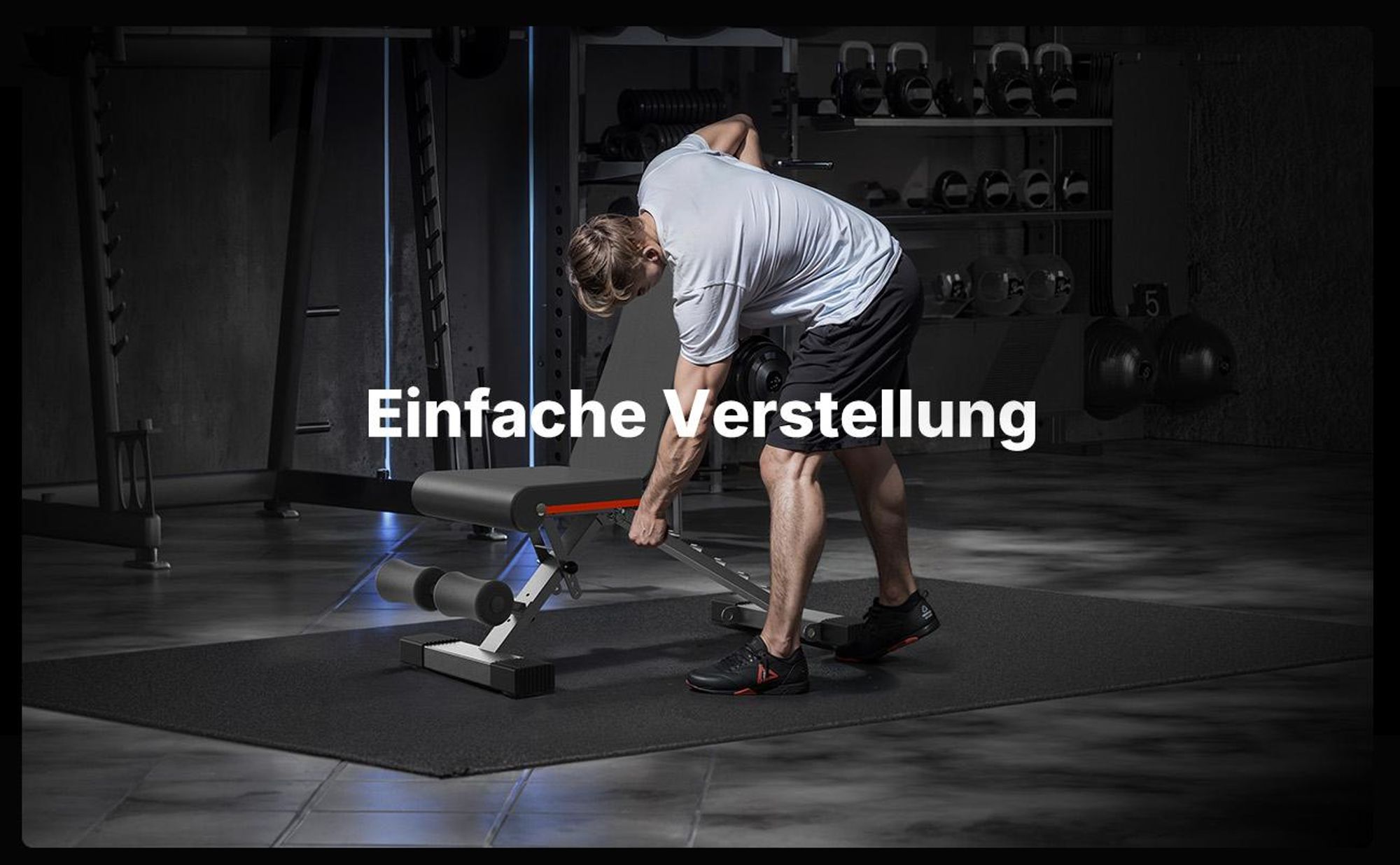 Hantelbank klappbar, 450 kg belastbar, 6-fach verstellbare Rückenlehne, verstellbare Flach- und Schrägbank fürs Home Gym Merach, rutschfest