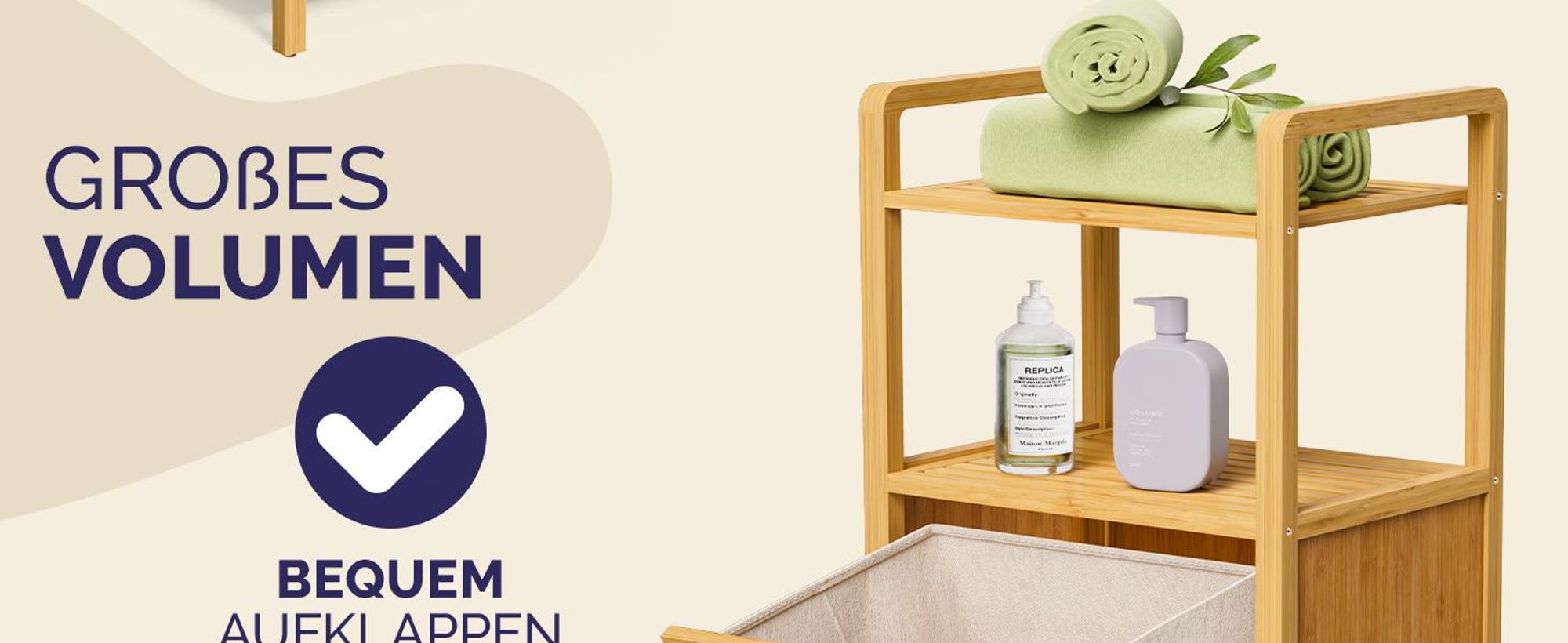 CASARIA® Badregal mit Wäschekorb 40L