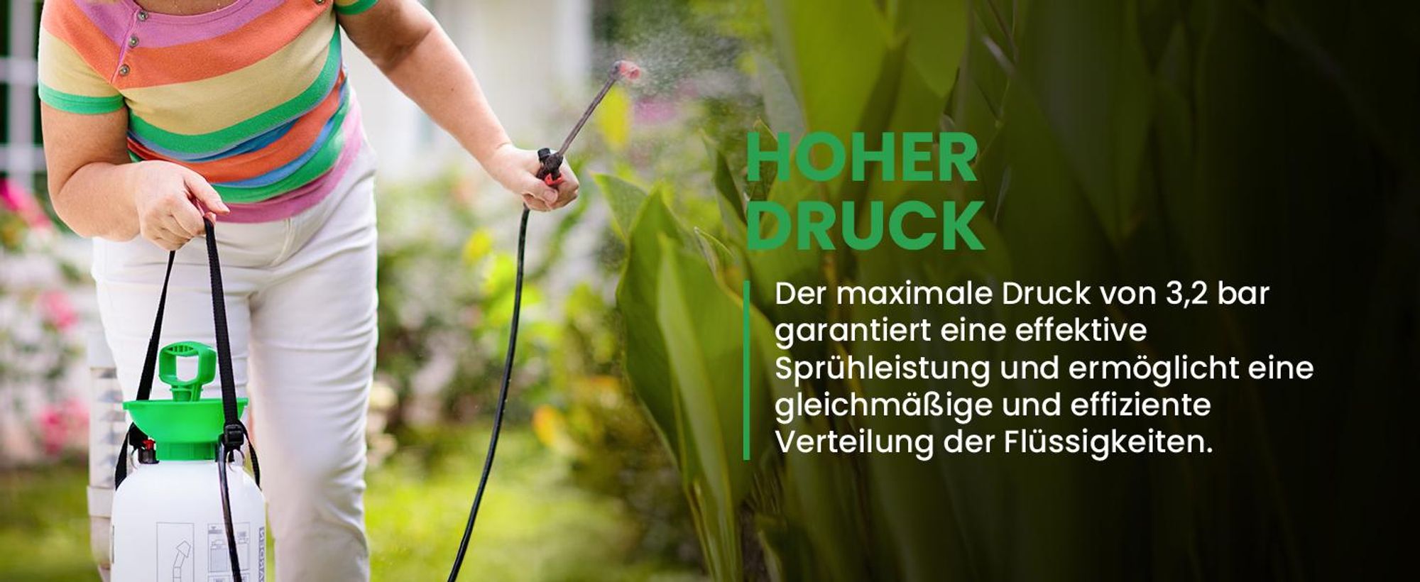 5 Liter Drucksprüher mit verstellbarer Düse für Garten Sprühgerät Pflanzenspritze 3,2 bar