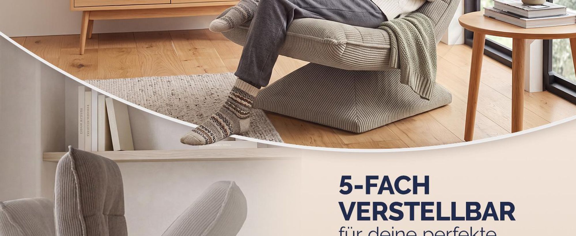 CASARIA Relaxsessel mit Verstellbarer Rückenlehne Cord Grau