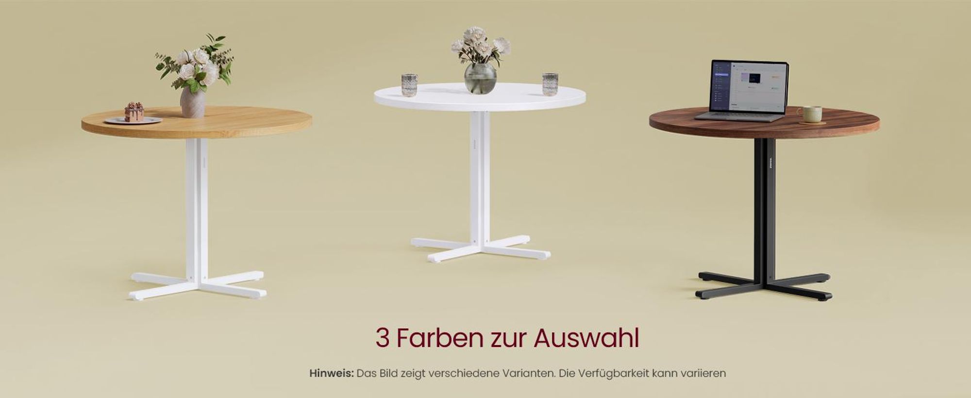 VASAGLE Esstisch rund, Esszimmertisch, klein Küchentisch für 4 Personen, Landhausstil, wasserresistente Oberfläche, 80 cm d, 74,8 cm H, für Esszimmer