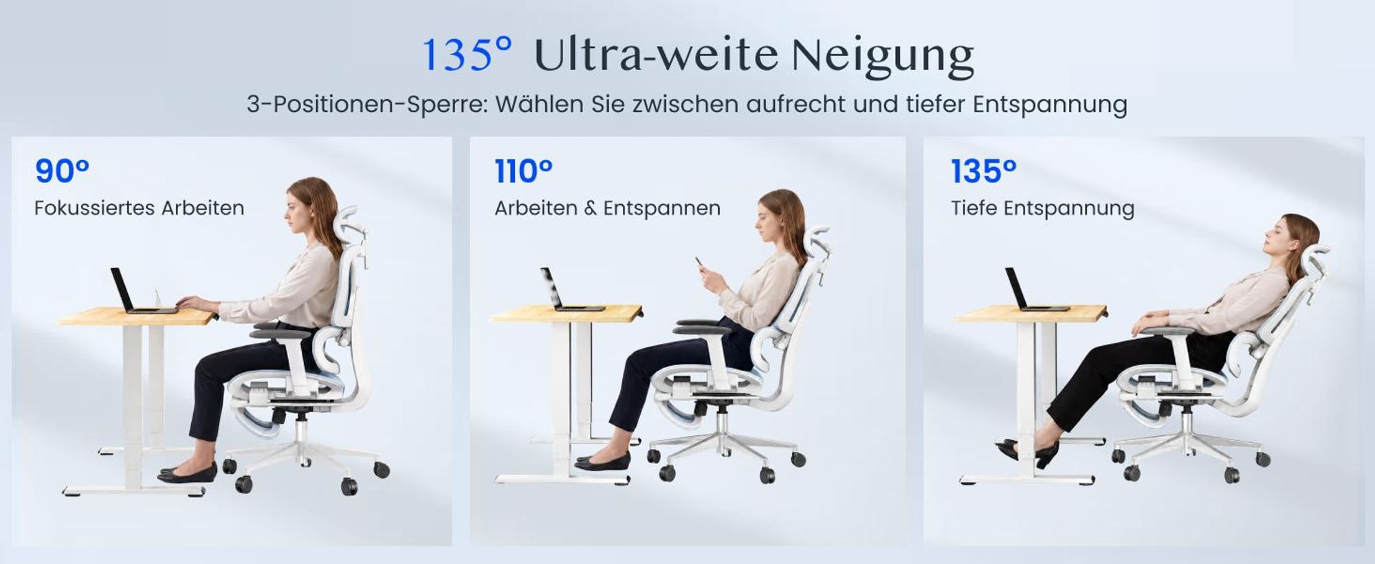 FLEXISPOT ErgoX Ergonomischer Bürostuhl mit Fußstütze, 3D-Armlehnen & Kopfstütze, 5D-verstellbare Rückenlehne, Tragfähigkeit von 136 kg, Blau