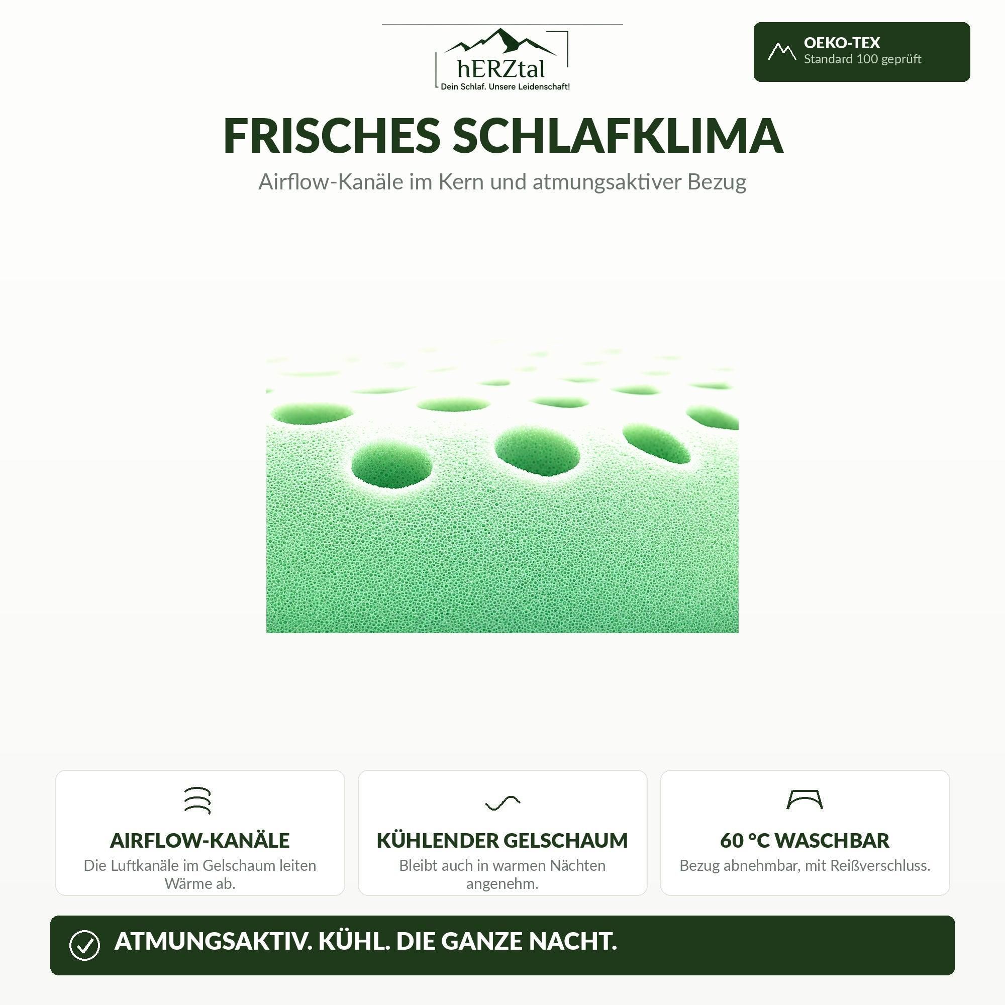 hERZtal orthopädisches Nackenstützkissen 11 cm 40x80 cm – klima